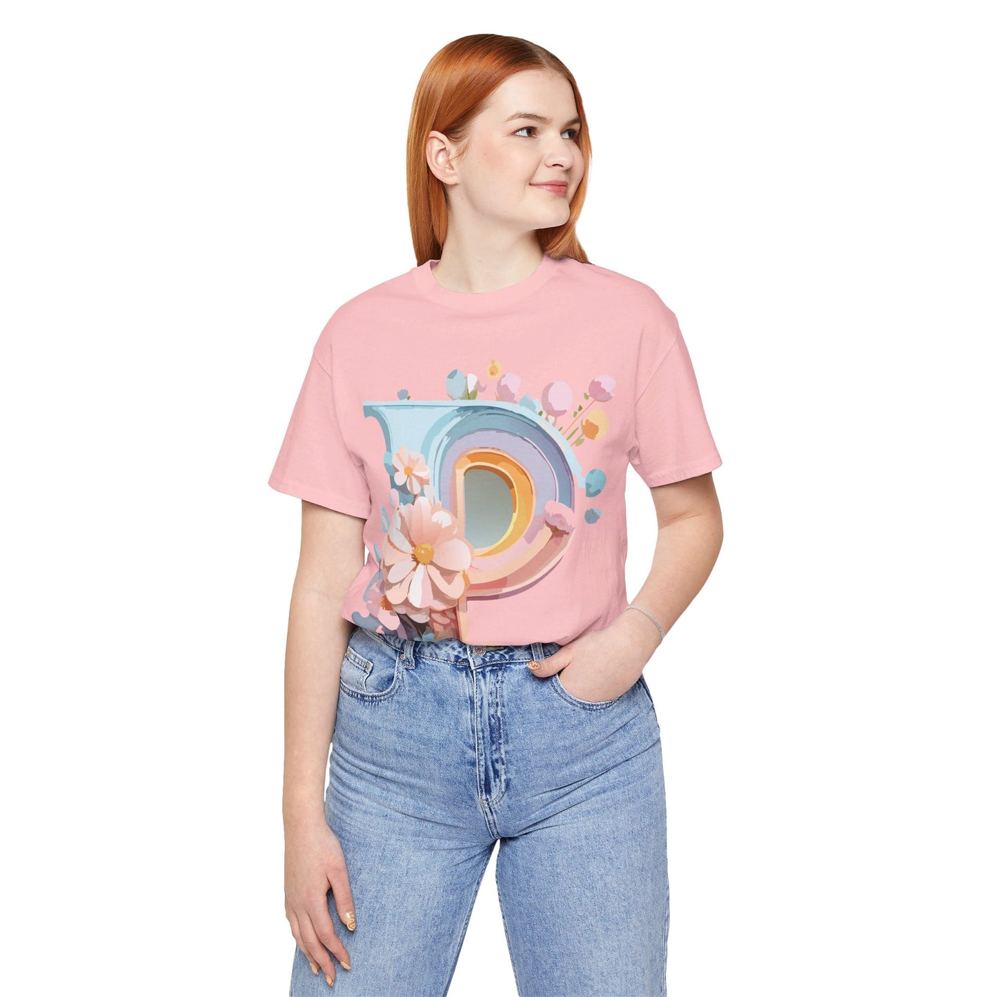 Natural Cotton Tee Shirt - Letters Collection - P Printify