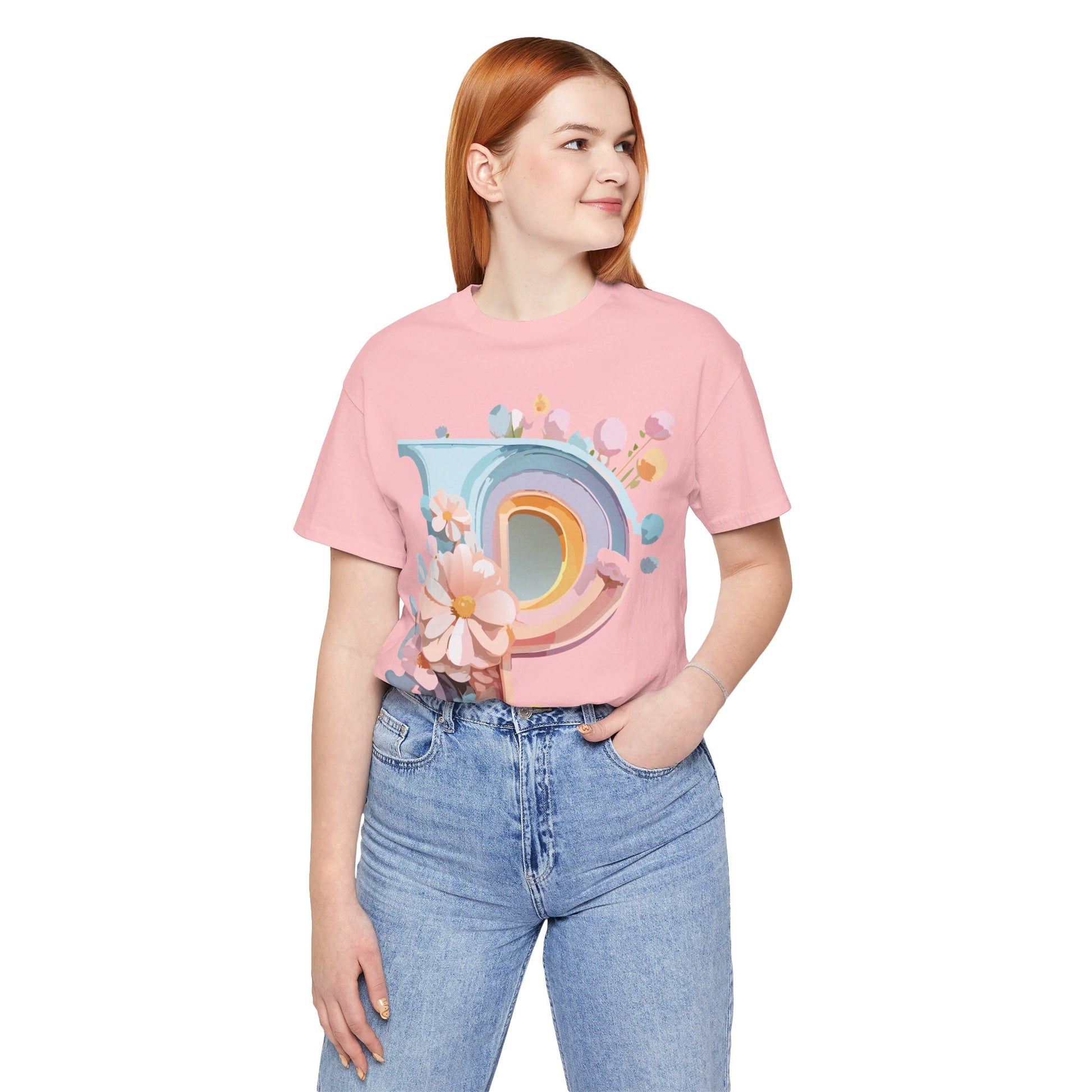 Natural Cotton Tee Shirt - Letters Collection - P Printify