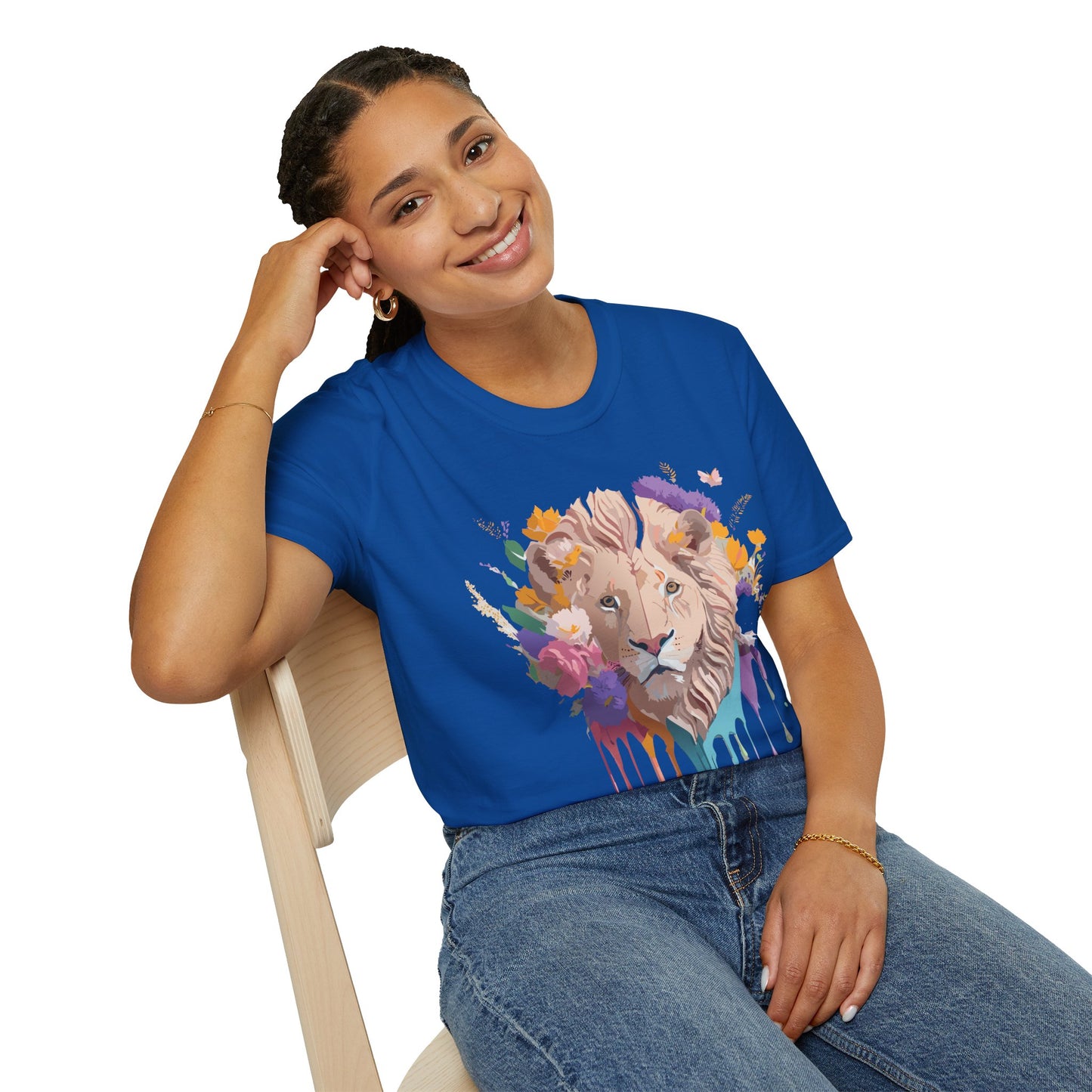 Lion Shirt, Shirt with Lion, Floral Lion Tee, Shirt with Animals