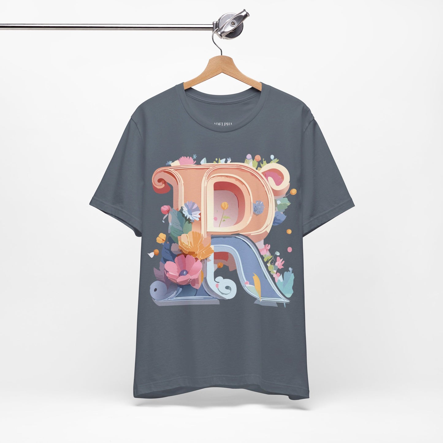 Natural Cotton Tee Shirt - Letters Collection - R Printify