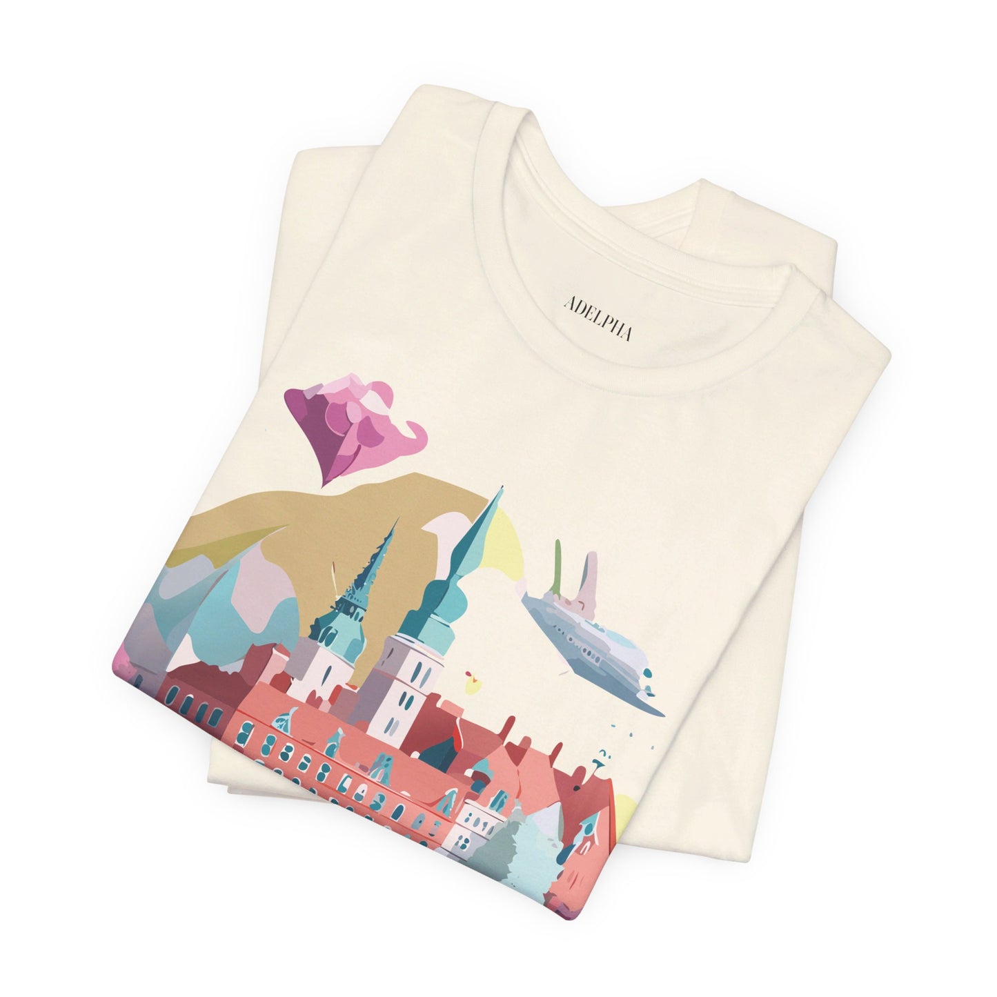 Natural Cotton Tee Shirt - Beautiful Places Collection - Warnemünde and Rostock - Germany Printify