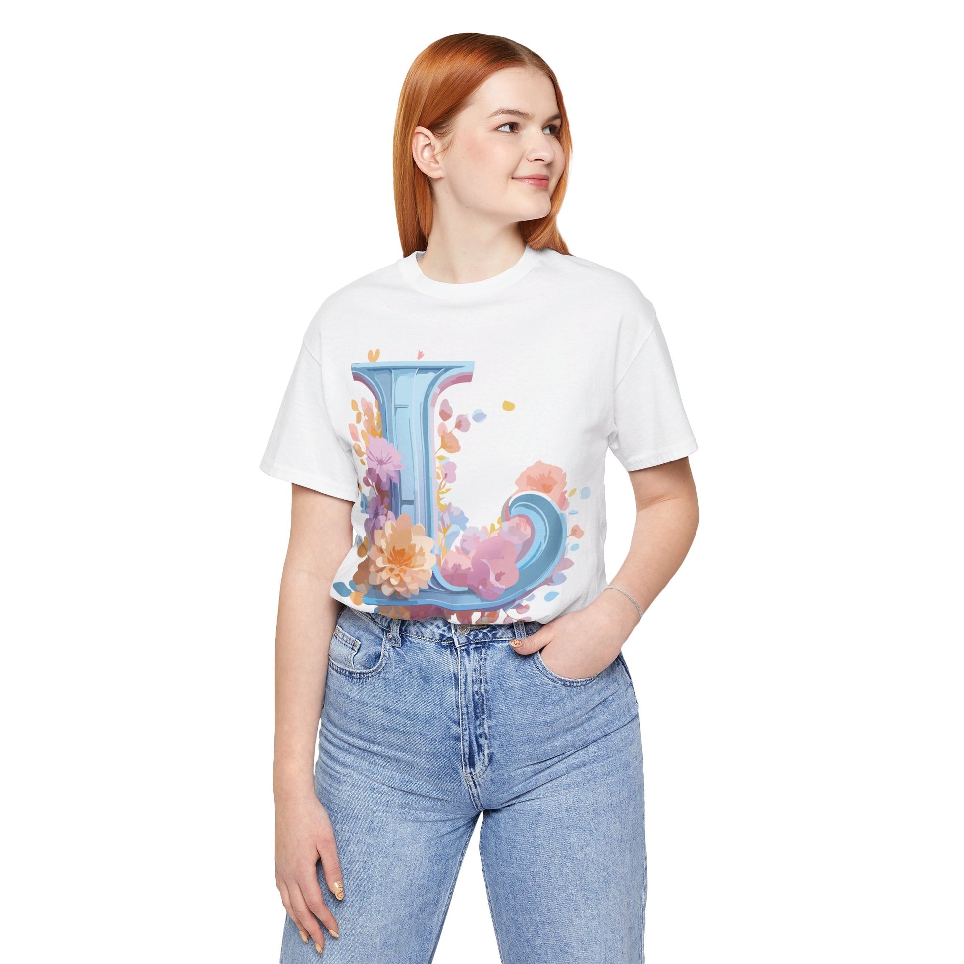 Natural Cotton Tee Shirt - Letters Collection - L Printify