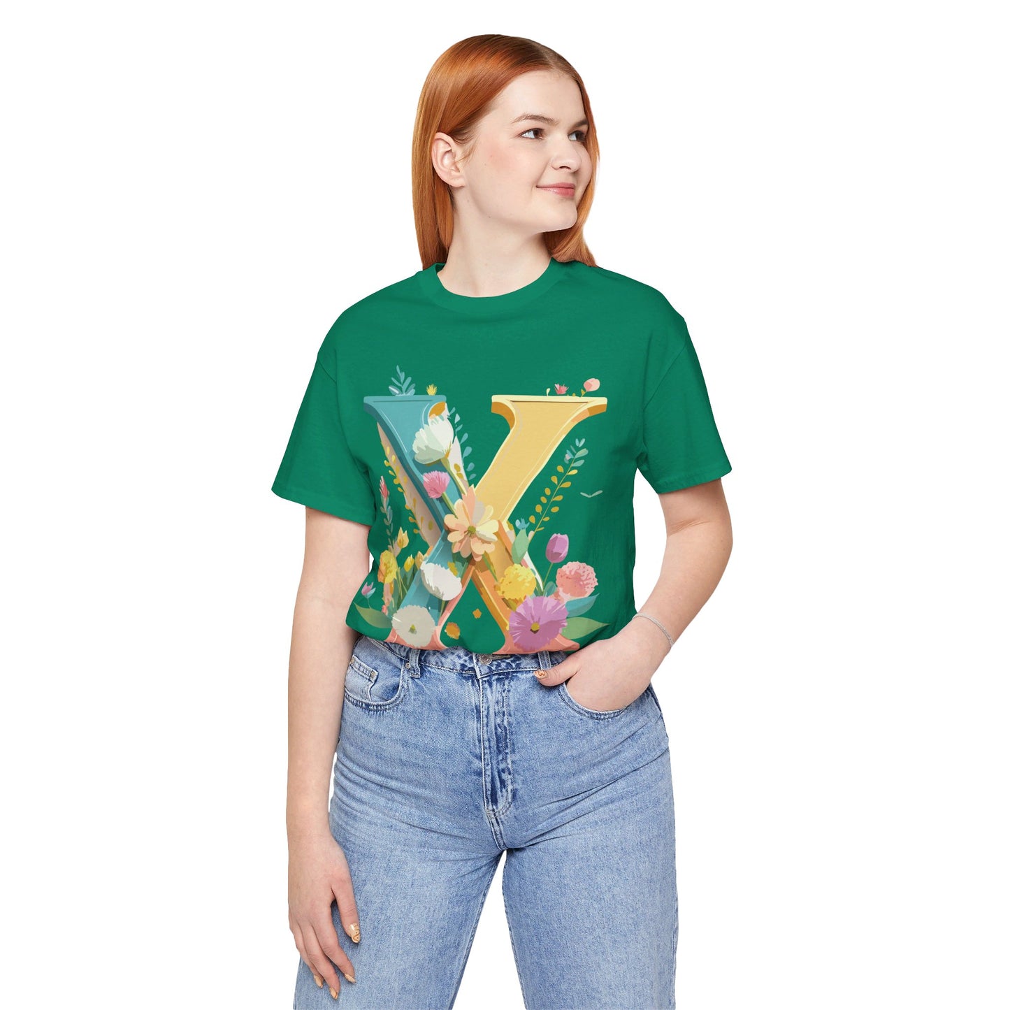 Natural Cotton Tee Shirt - Letters Collection - X Printify