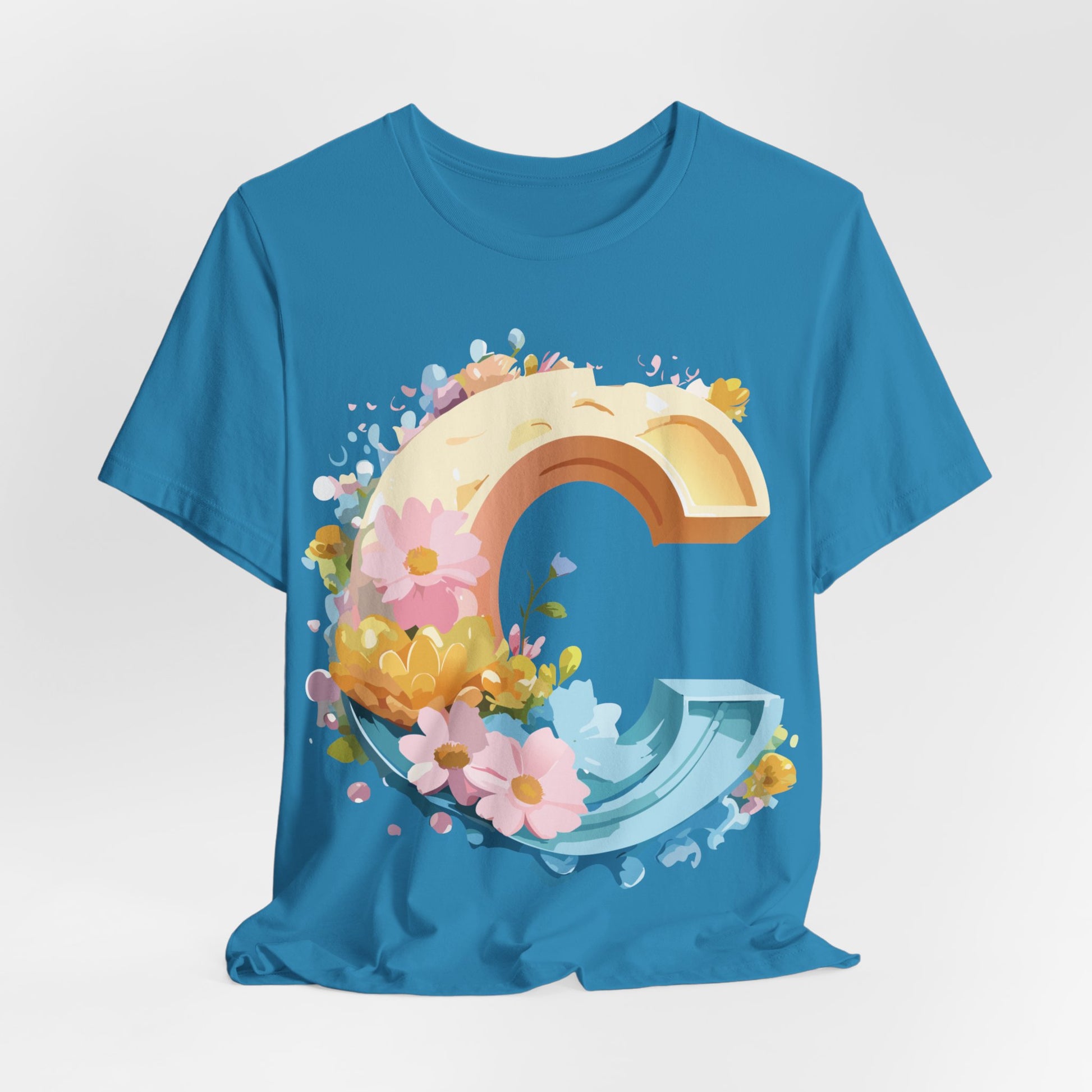 Natural Cotton Tee Shirt - Letters Collection - C Printify