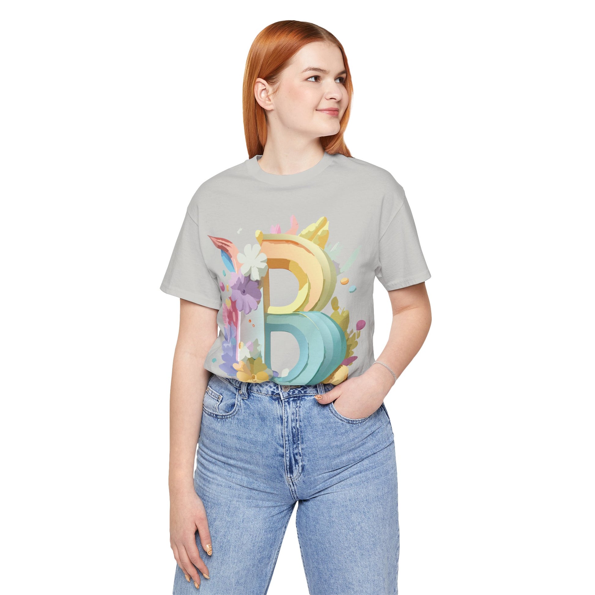 Natural Cotton Tee Shirt - Letters Collection - B Printify