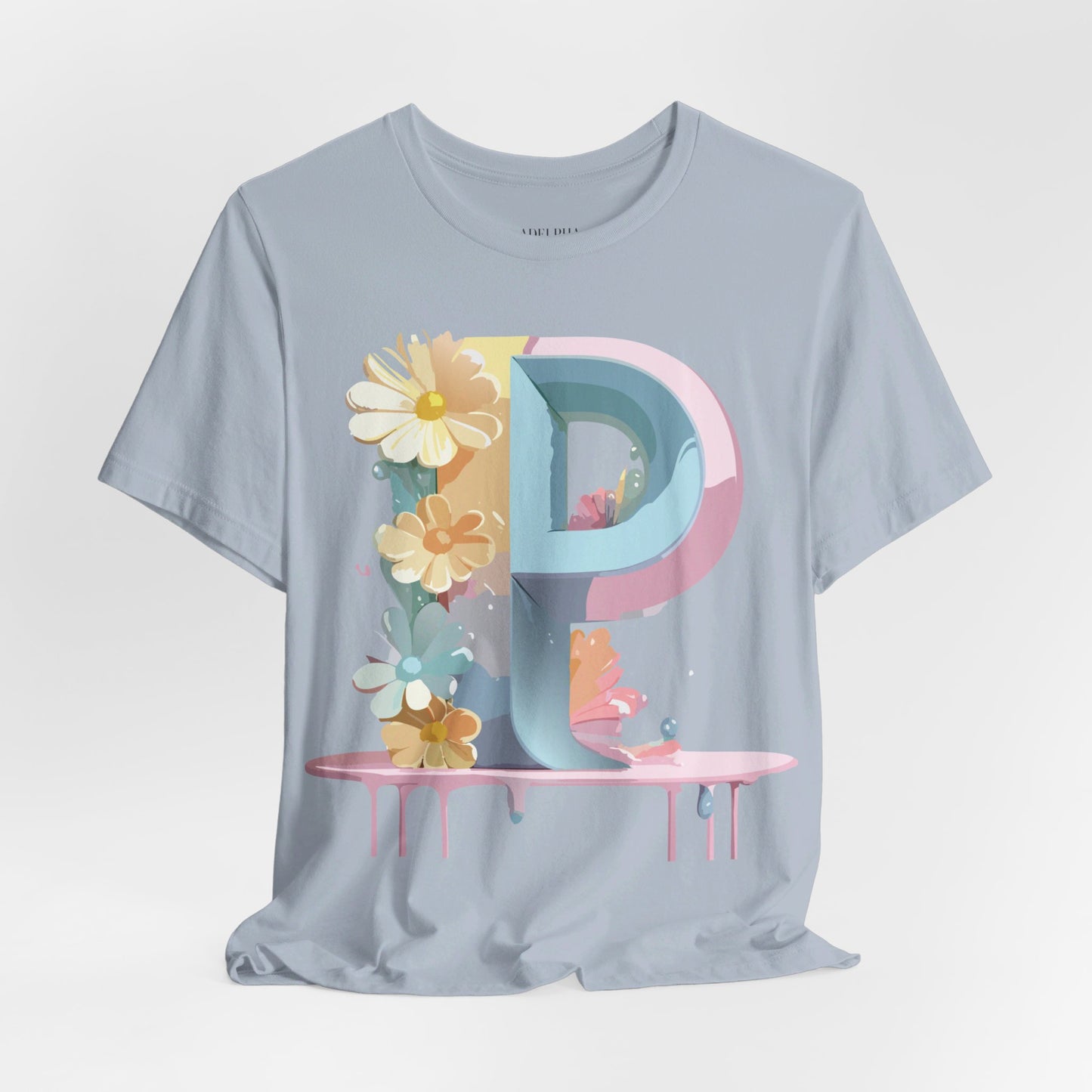 Natural Cotton Tee Shirt - Letters Collection - P Printify