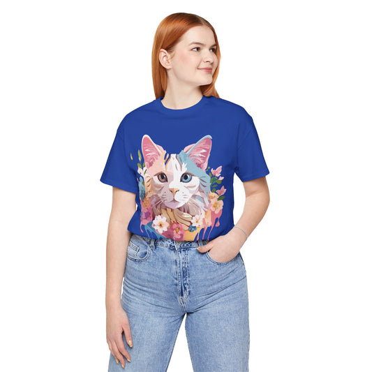 Natural Cotton Tee Shirt with Cat Printify