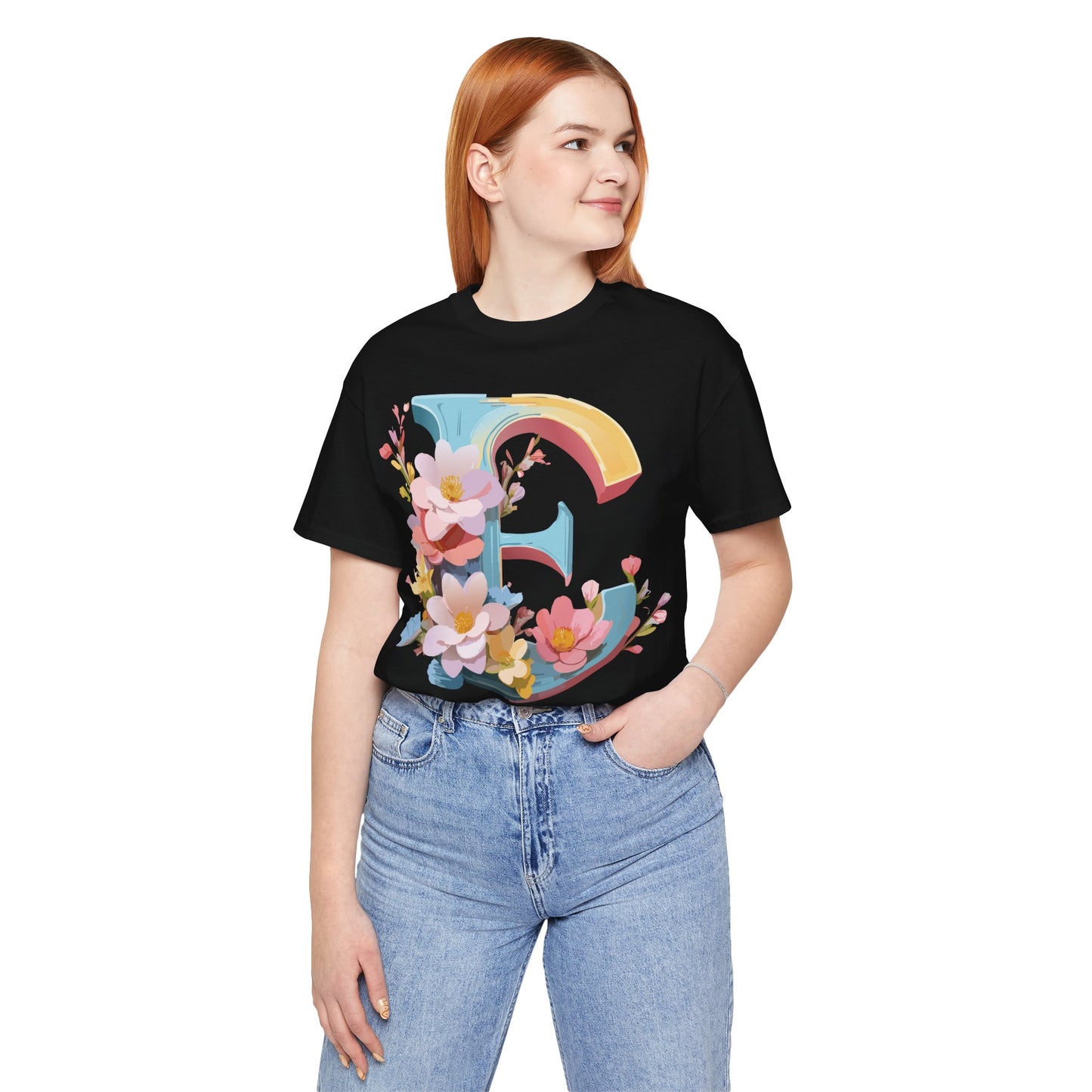 Natural Cotton Tee Shirt - Letters Collection - E Printify