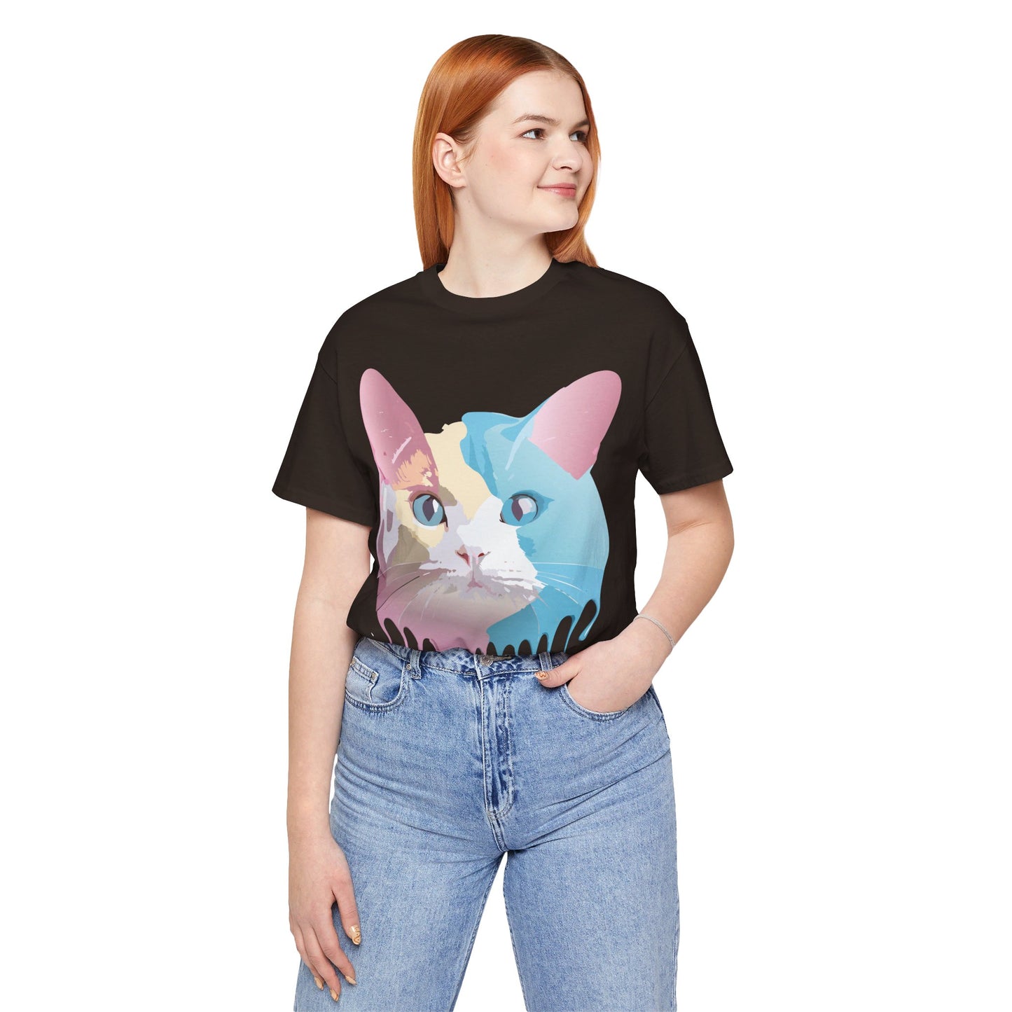 Natural Cotton Tee Shirt with Cat Printify