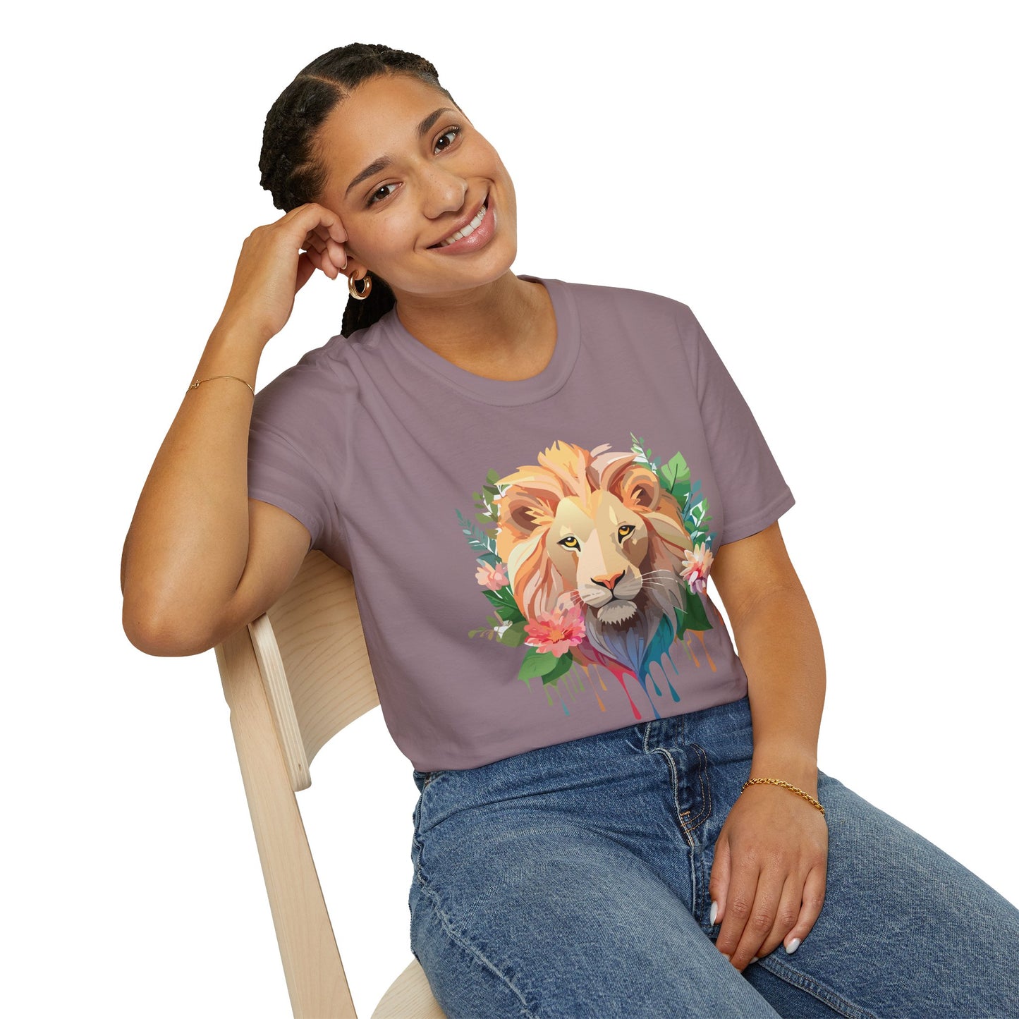 Lion Shirt, Shirt with Lion, Floral Lion Tee, Shirt with Animals