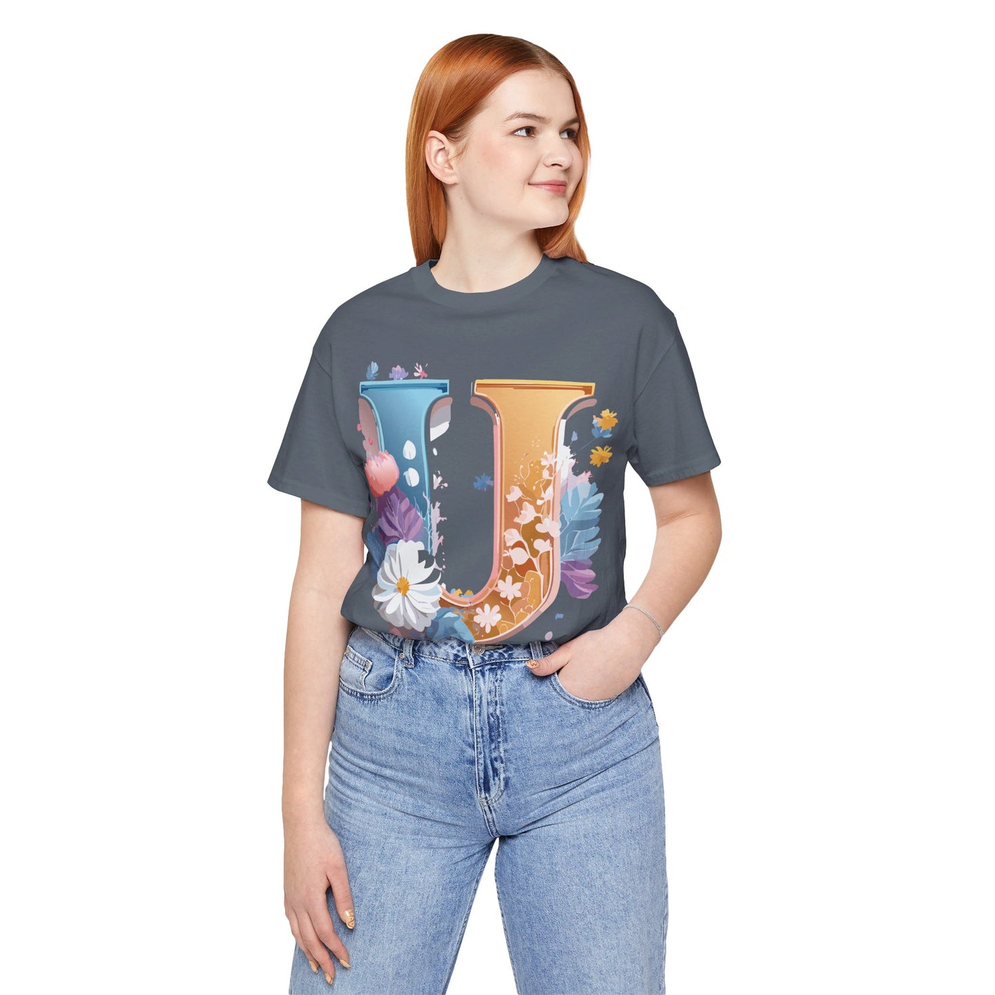 Natural Cotton Tee Shirt - Letters Collection - U Printify