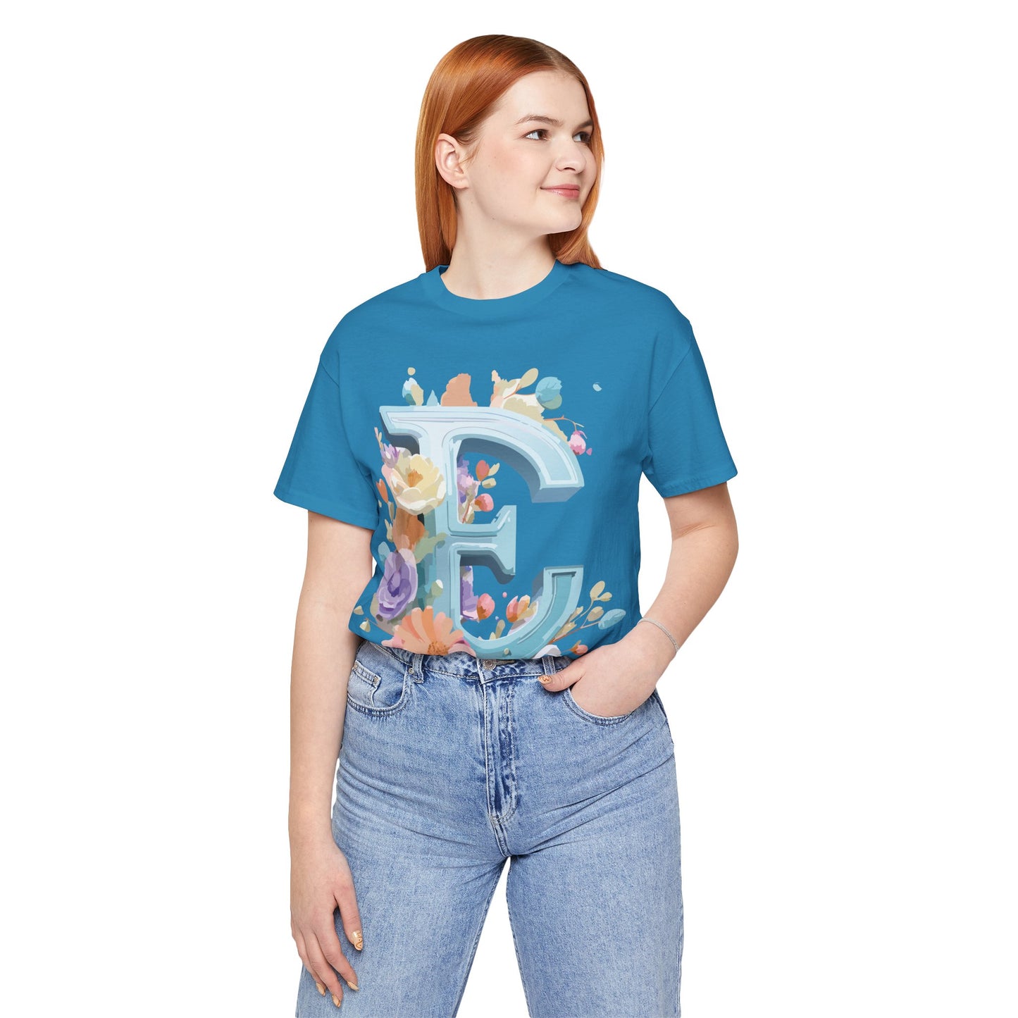 Natural Cotton Tee Shirt - Letters Collection - E Printify