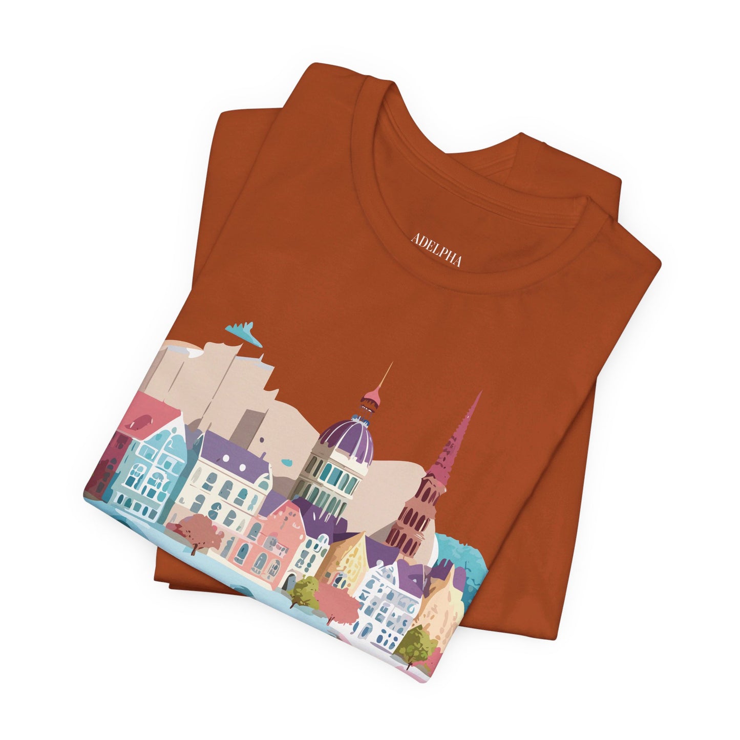 Natural Cotton Tee Shirt - Beautiful Places Collection - Warnemünde and Rostock - Germany Printify