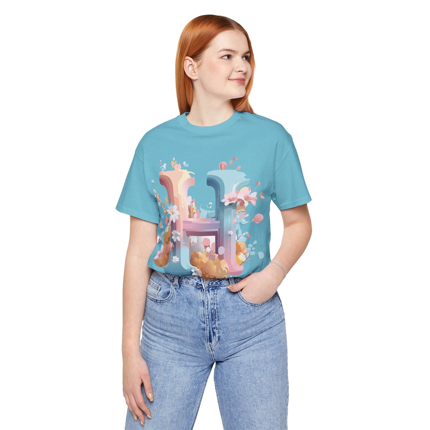 Natural Cotton Tee Shirt - Letters Collection - H Printify
