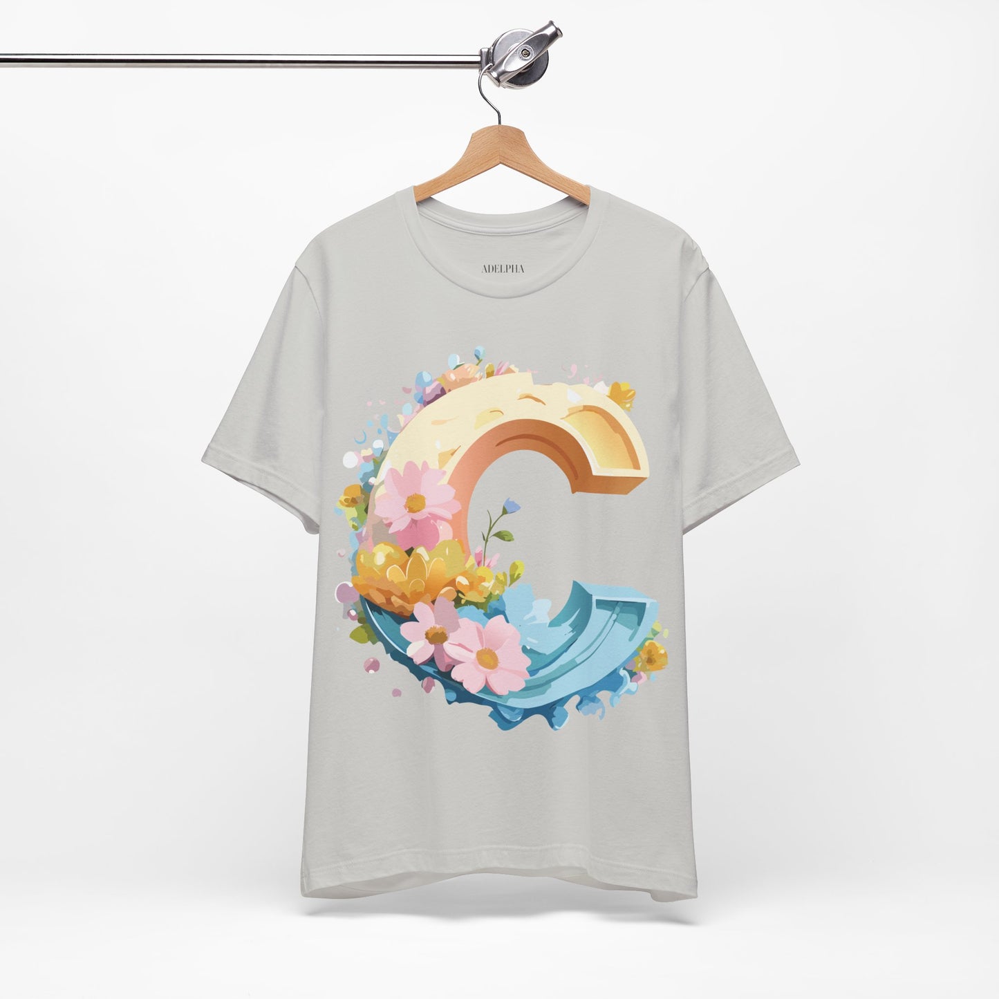 Natural Cotton Tee Shirt - Letters Collection - C Printify