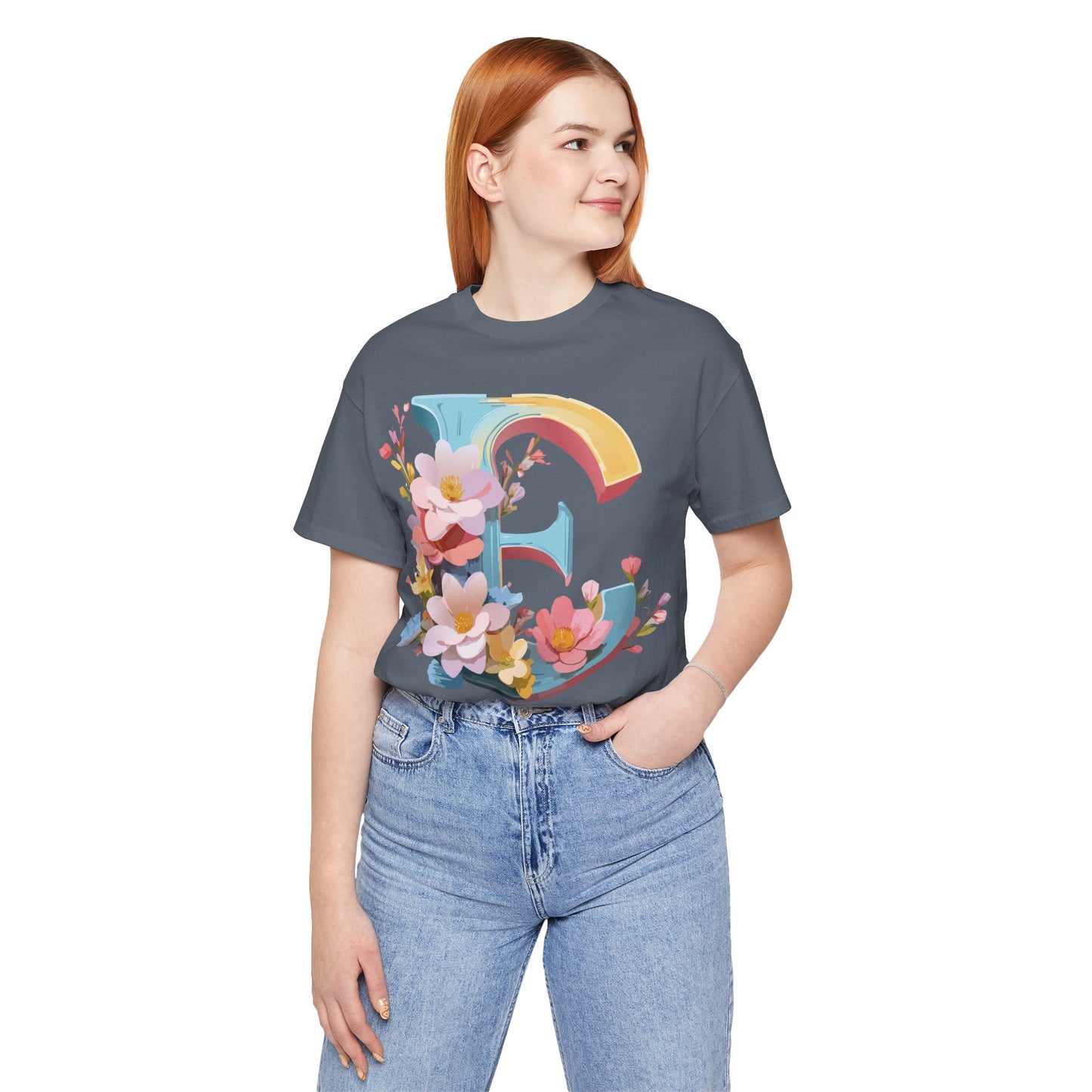 Natural Cotton Tee Shirt - Letters Collection - E Printify