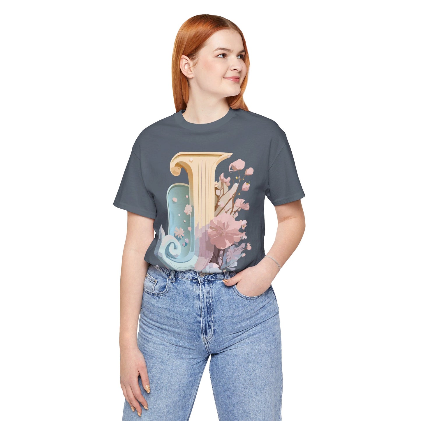 Natural Cotton Tee Shirt - Letters Collection - J Printify