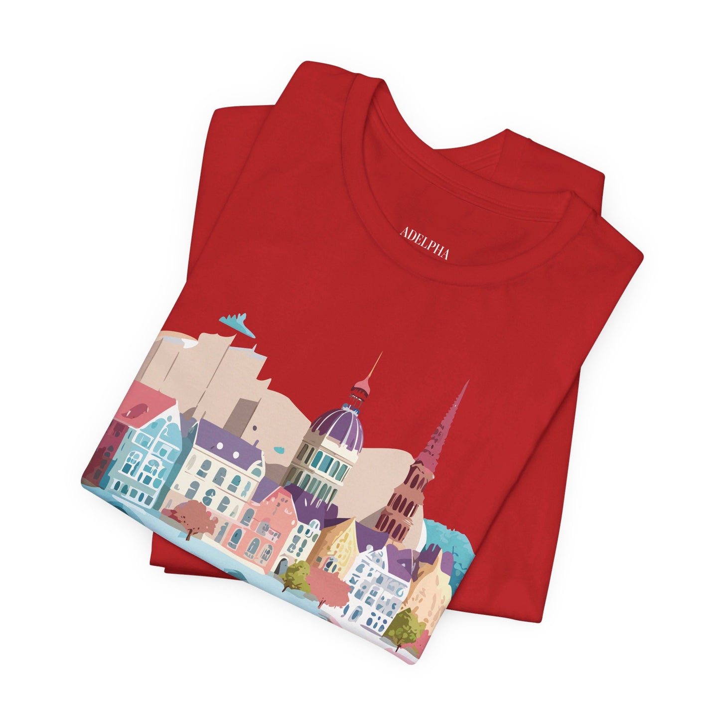 Natural Cotton Tee Shirt - Beautiful Places Collection - Warnemünde and Rostock - Germany Printify