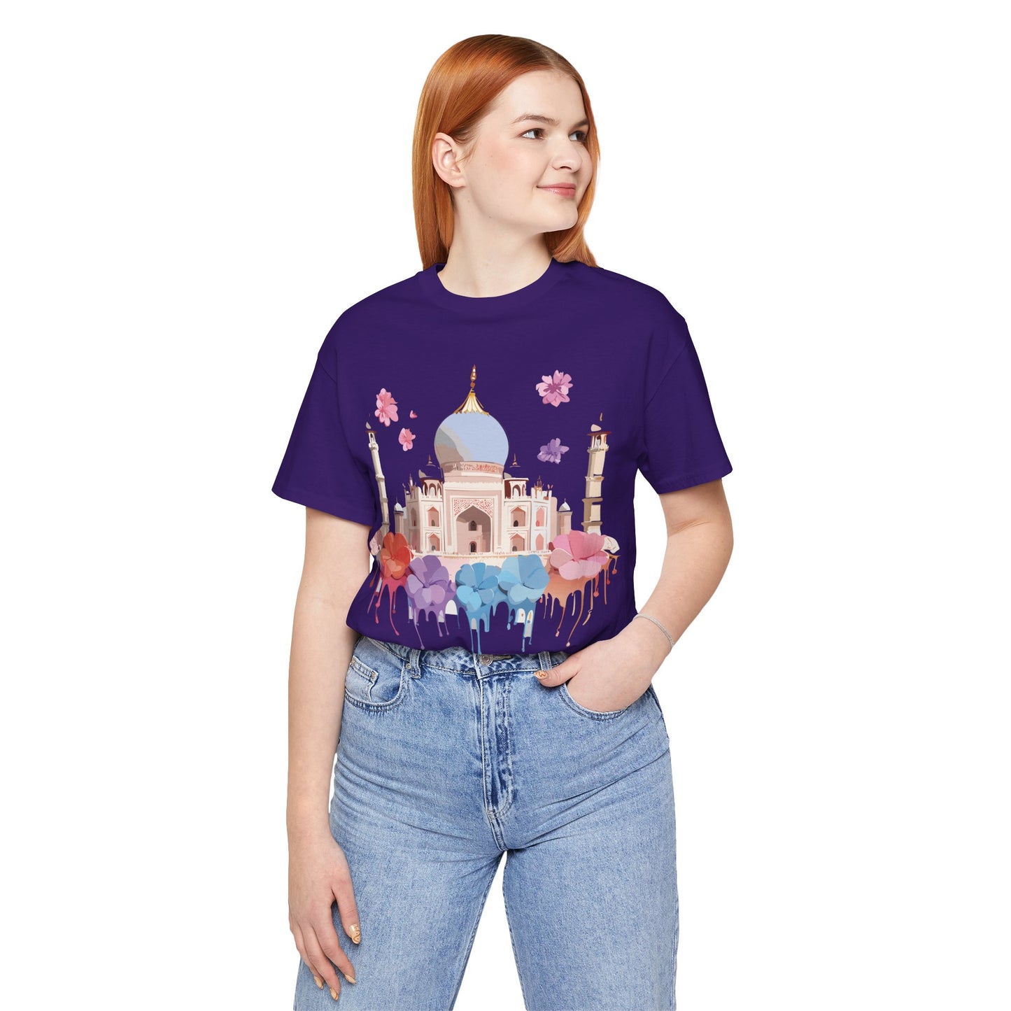 Natural Cotton Tee Shirt - Taj Mahal, India Printify