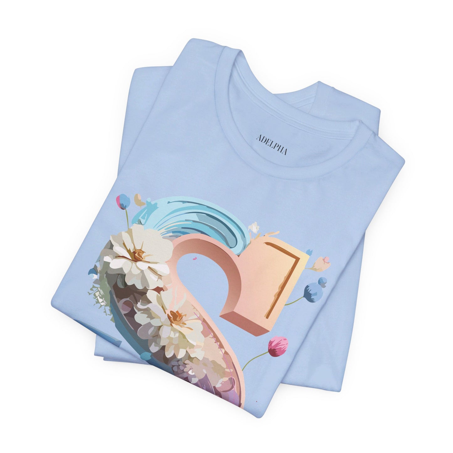 Natural Cotton Tee Shirt - Letters Collection - S Printify