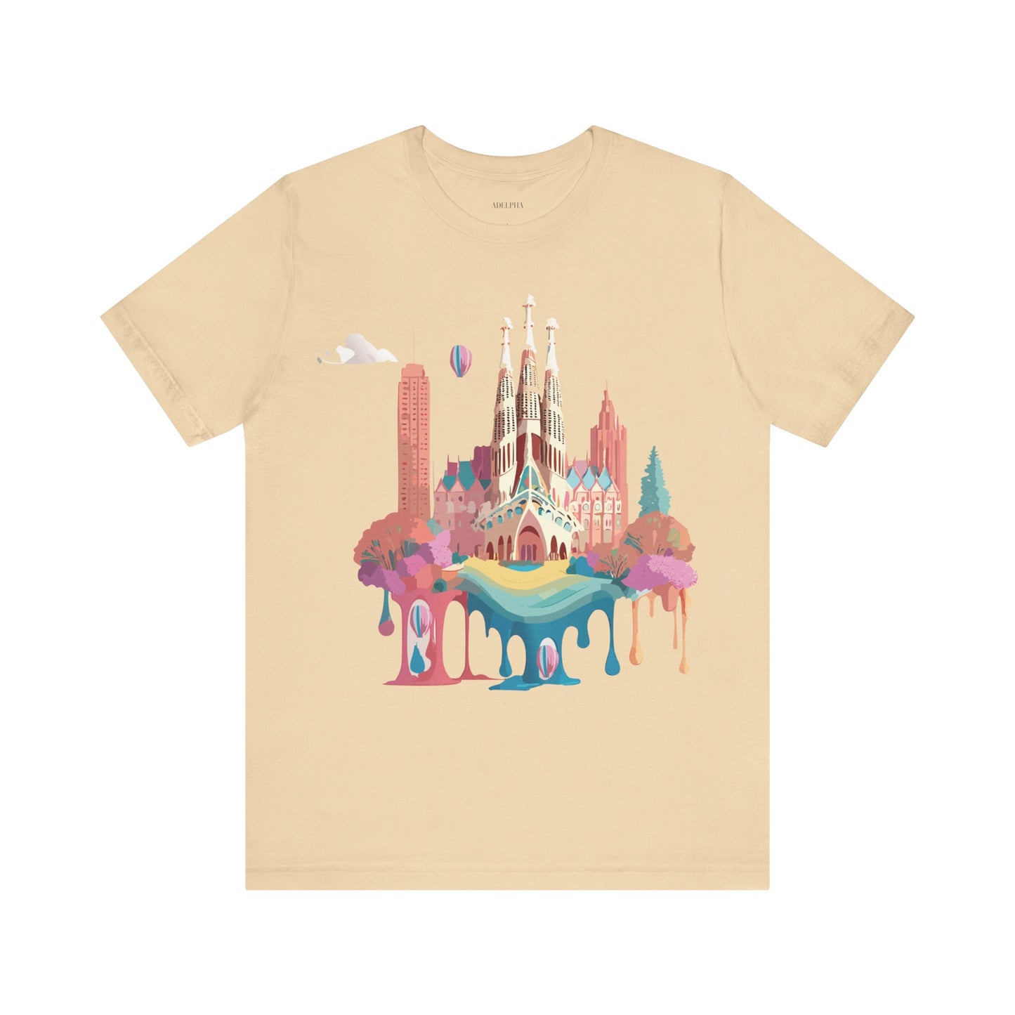 Natural Cotton Tee Shirt - Beautiful Places Collection - Barcelona Printify