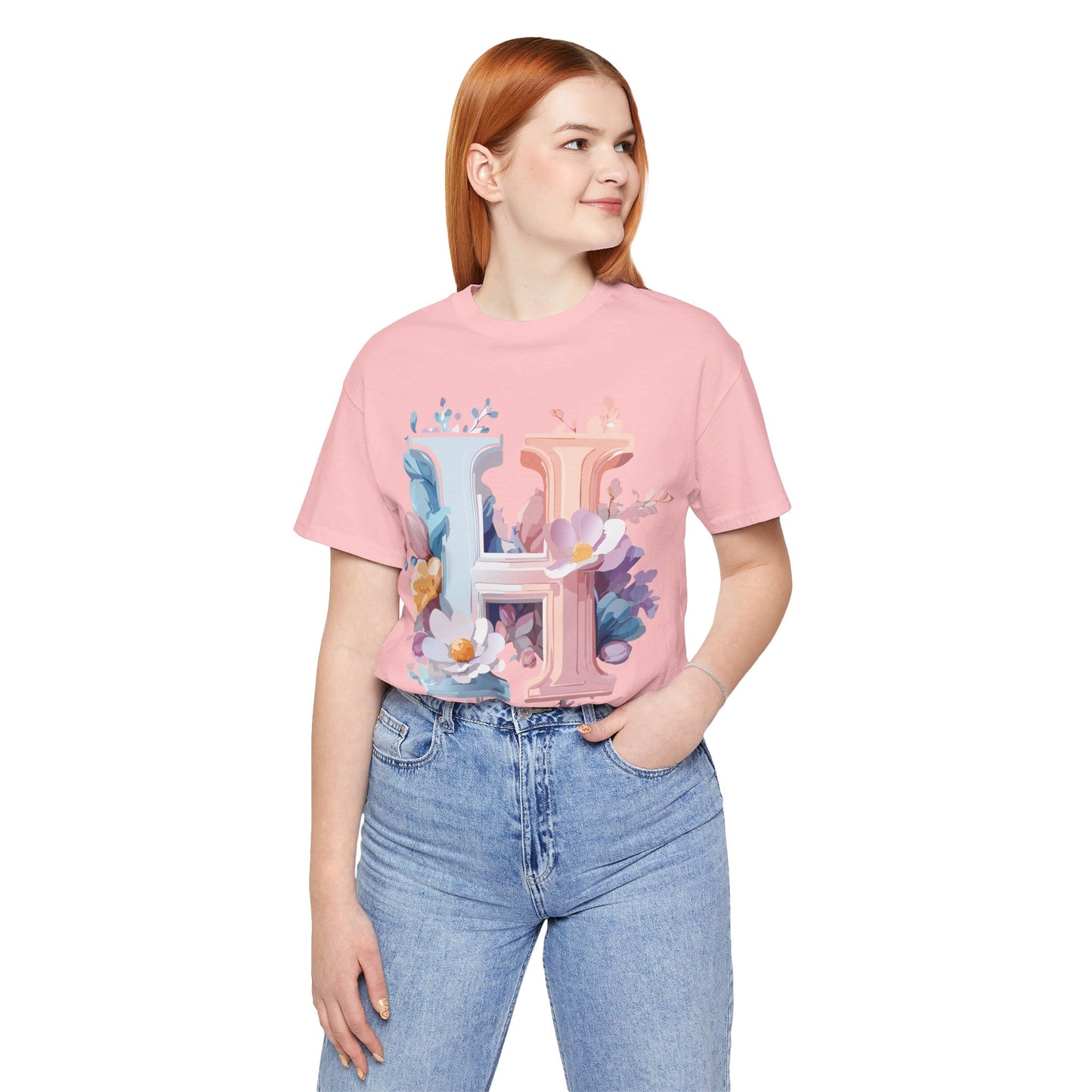 Natural Cotton Tee Shirt - Letters Collection - H Printify