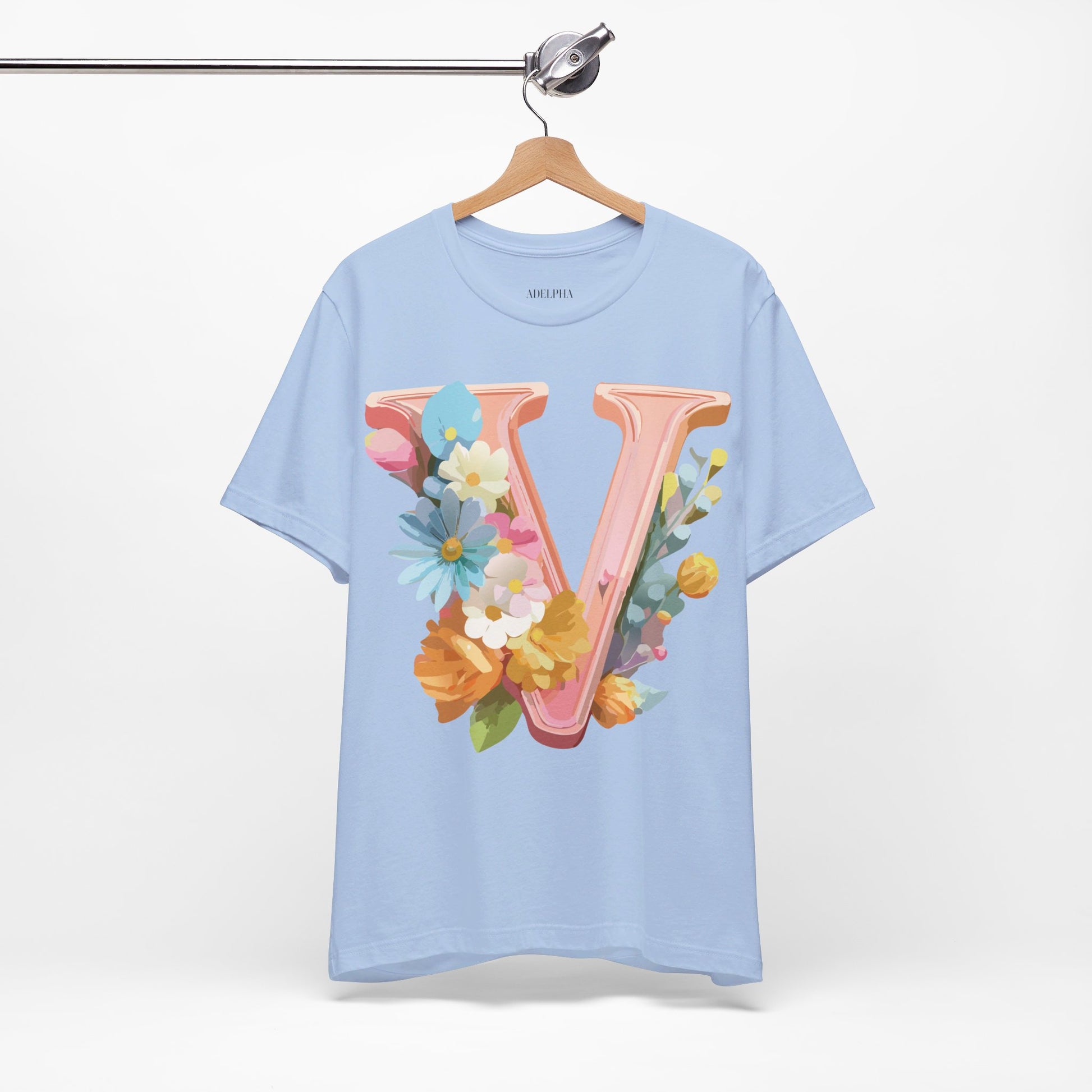 Natural Cotton Tee Shirt - Letters Collection - V Printify
