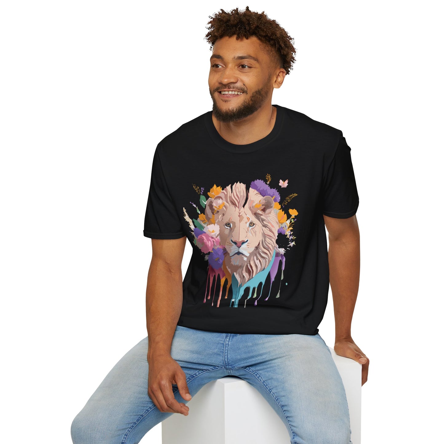 Lion Shirt, Shirt with Lion, Floral Lion Tee, Shirt with Animals