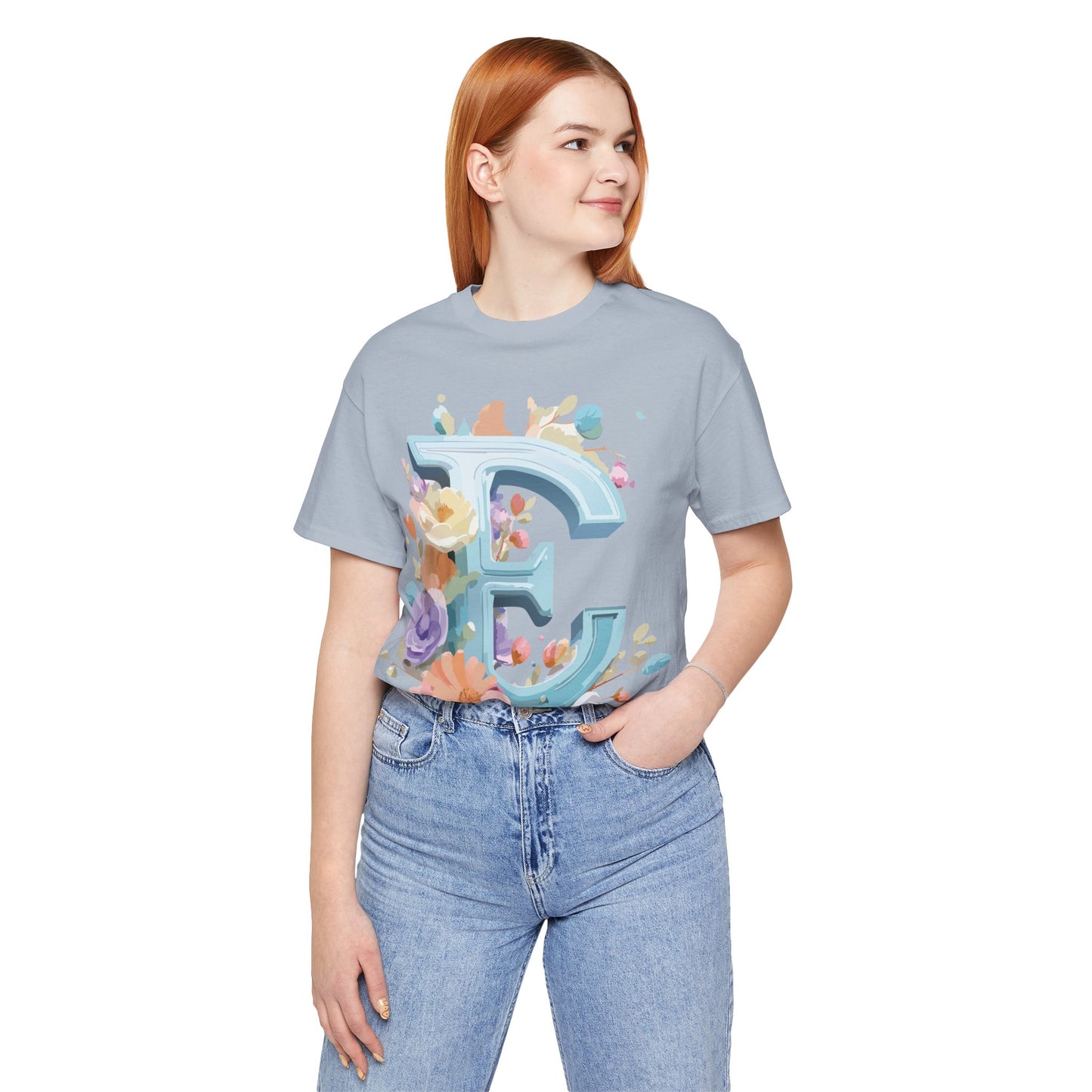 Natural Cotton Tee Shirt - Letters Collection - E Printify