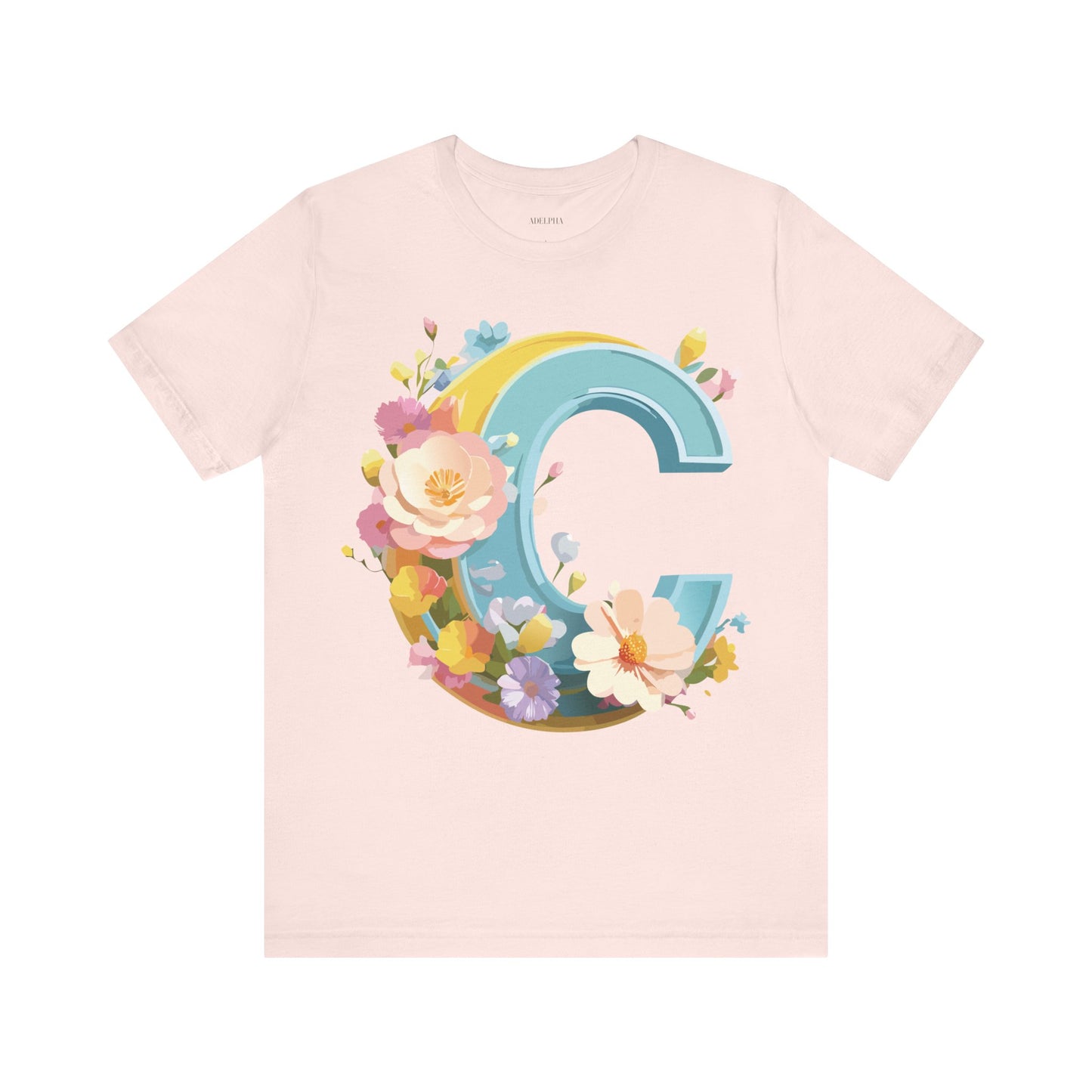 Natural Cotton Tee Shirt - Letters Collection - C Printify