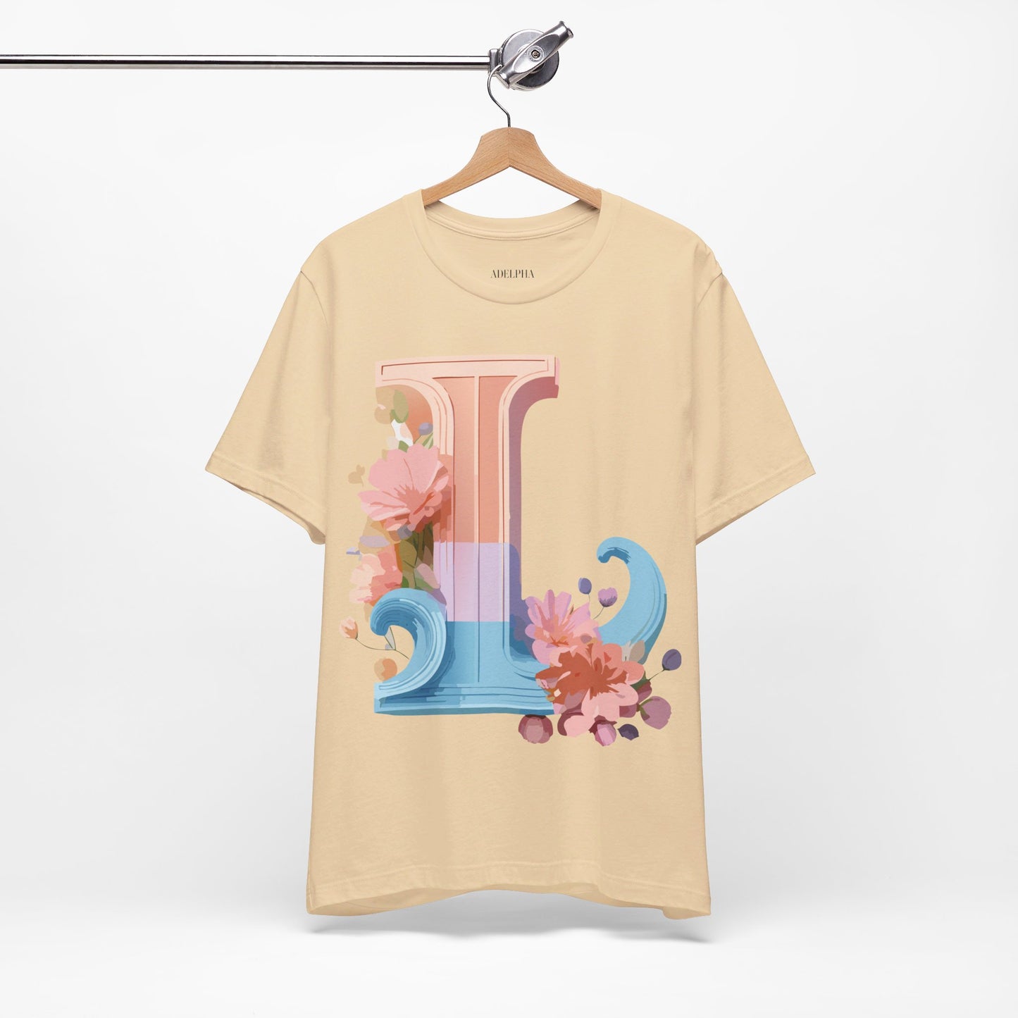 Natural Cotton Tee Shirt - Letters Collection - L Printify