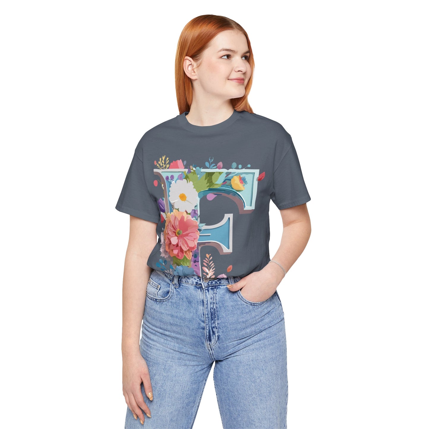 Natural Cotton Tee Shirt - Letters Collection - F Printify