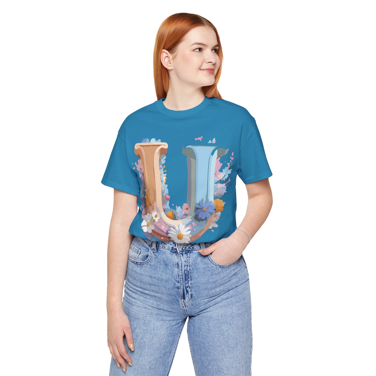 Natural Cotton Tee Shirt - Letters Collection - U Printify