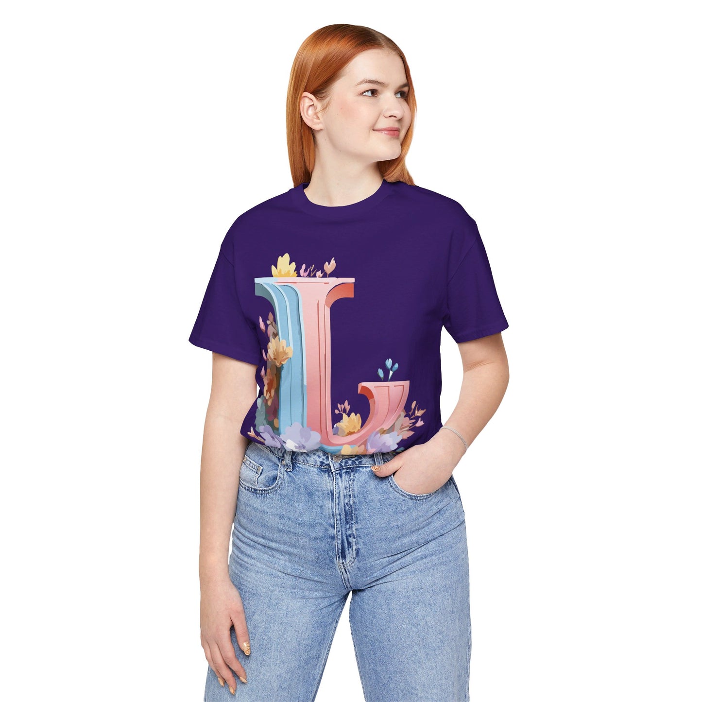 Natural Cotton Tee Shirt - Letters Collection - L Printify