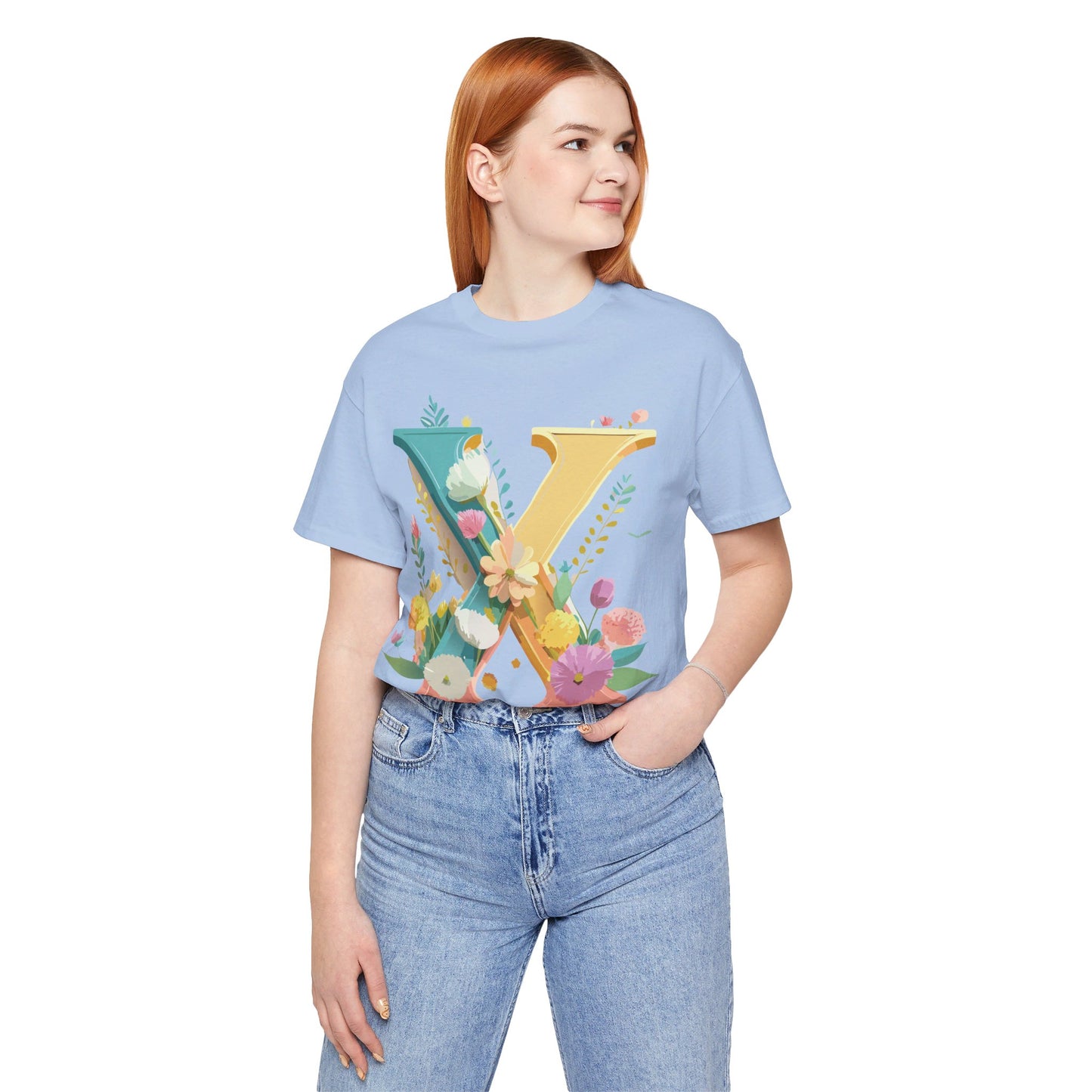 Natural Cotton Tee Shirt - Letters Collection - X Printify