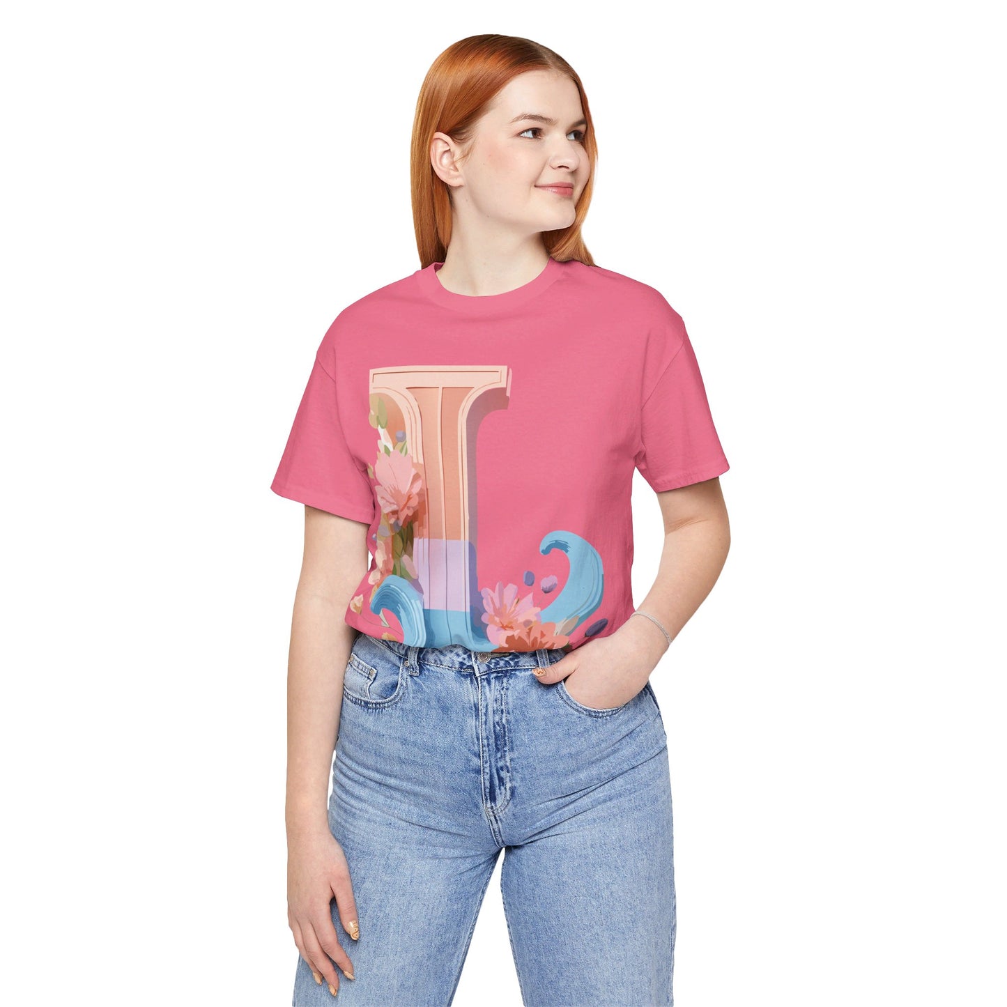 Natural Cotton Tee Shirt - Letters Collection - L Printify