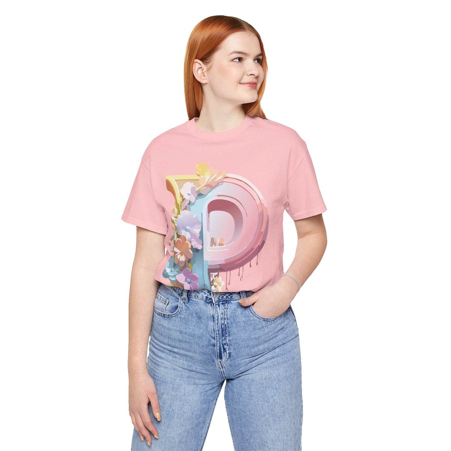 Natural Cotton Tee Shirt - Letters Collection - P Printify