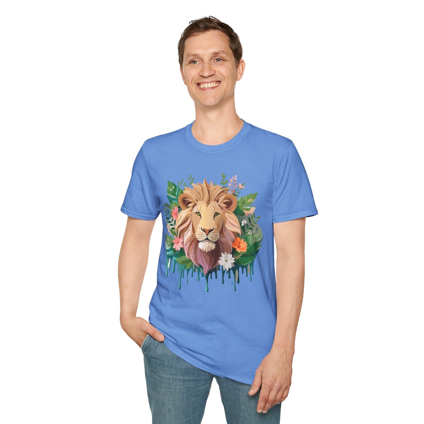 Lion Shirt, Shirt with Lion, Floral Lion Tee, Shirt with Animals