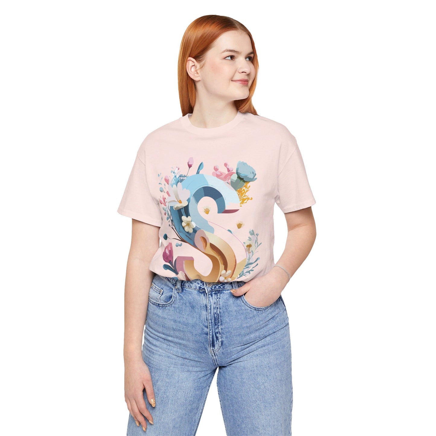 Natural Cotton Tee Shirt - Letters Collection - S Printify