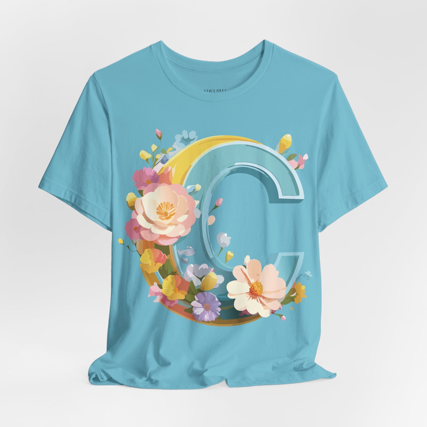 Natural Cotton Tee Shirt - Letters Collection - C Printify