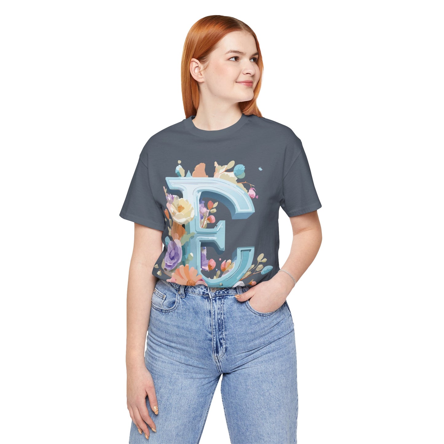 Natural Cotton Tee Shirt - Letters Collection - E Printify