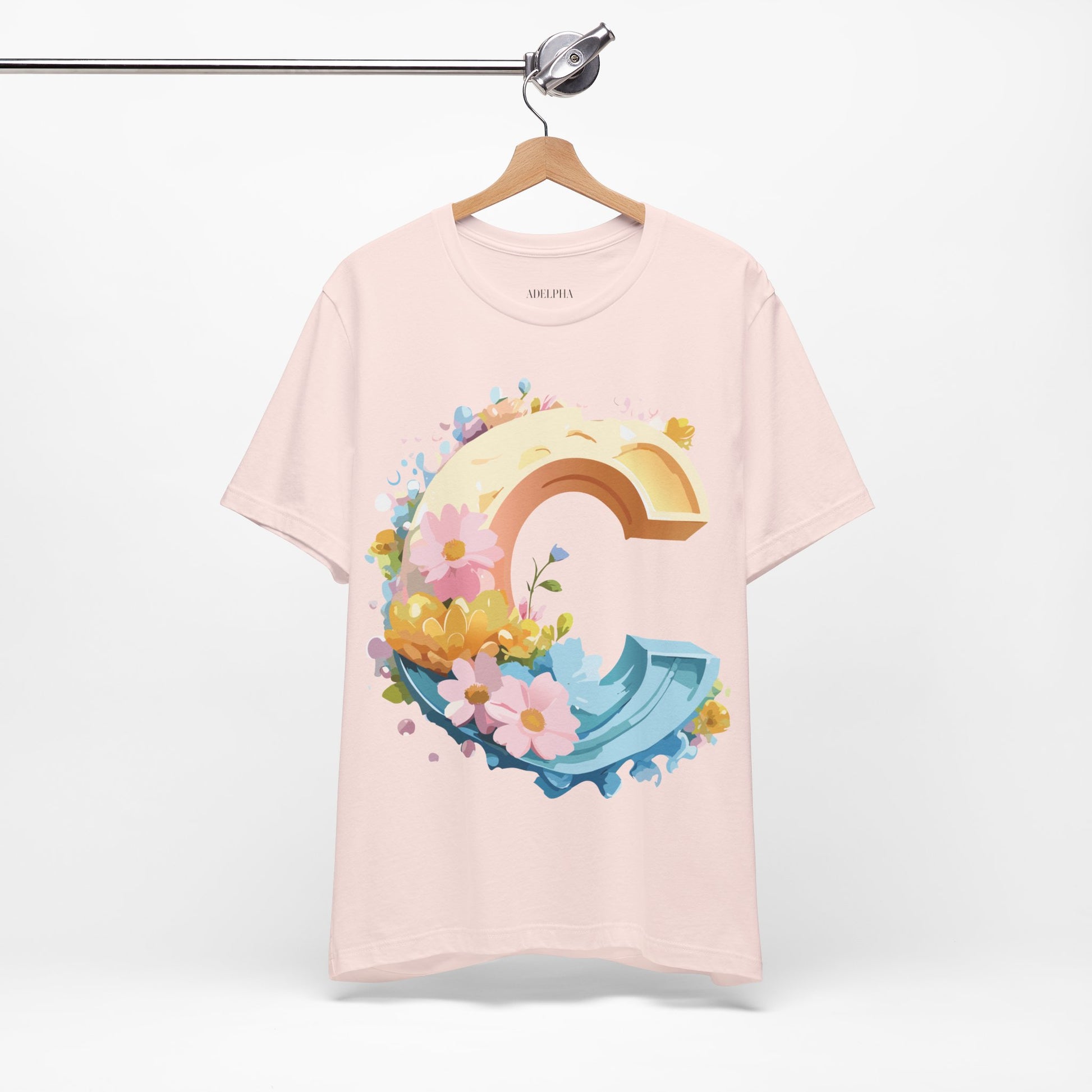 Natural Cotton Tee Shirt - Letters Collection - C Printify