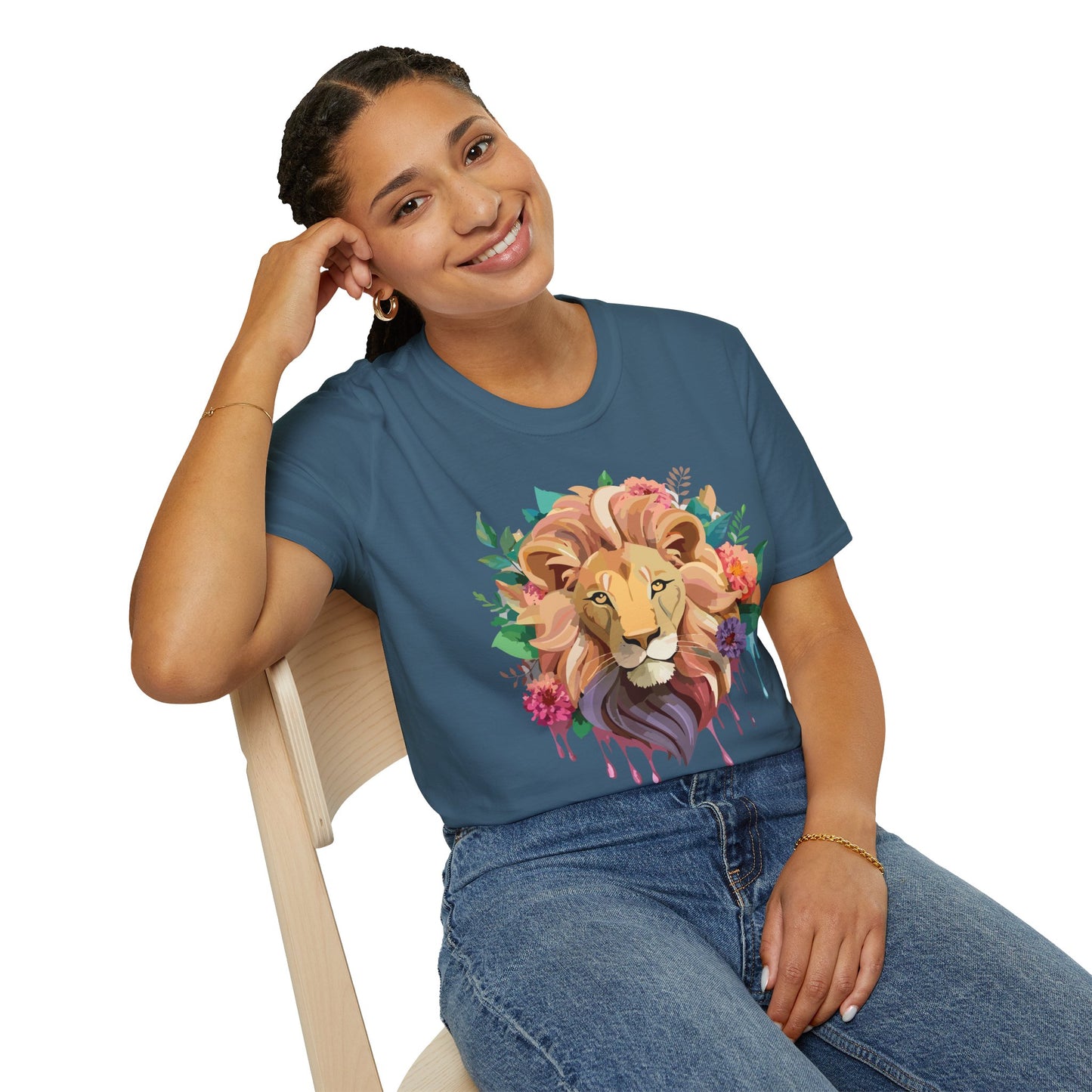 Lion Shirt, Shirt with Lion, Floral Lion Tee, Shirt with Animals