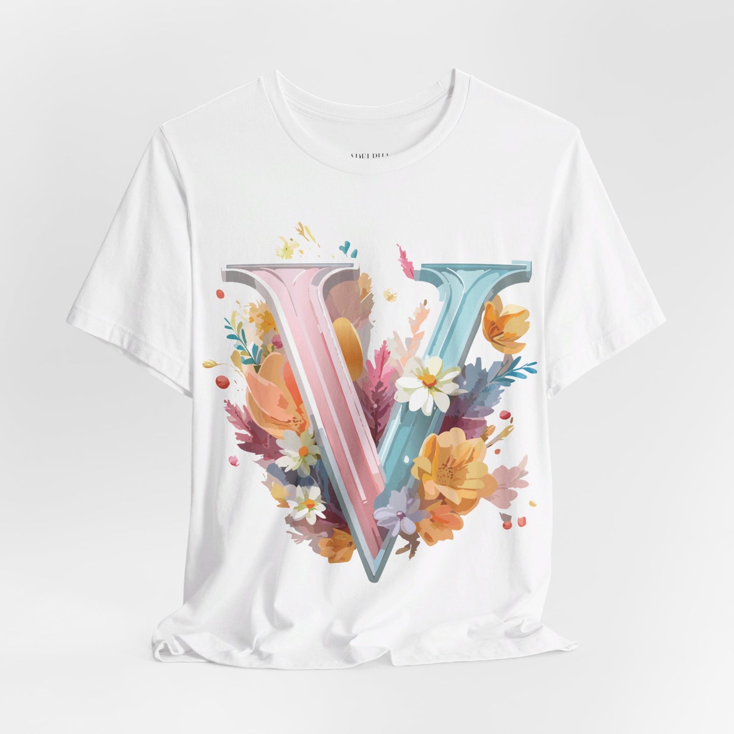 Natural Cotton Tee Shirt - Letters Collection - V Printify