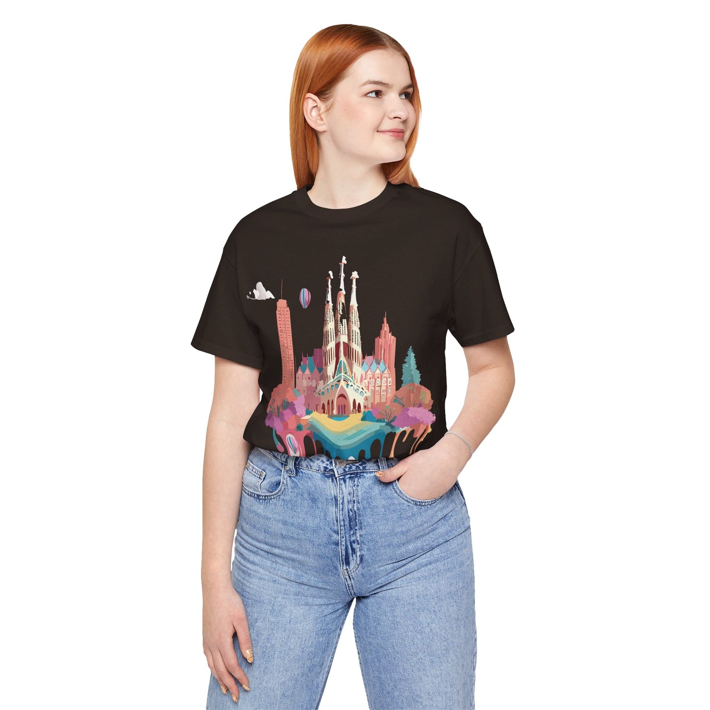 Natural Cotton Tee Shirt - Beautiful Places Collection - Barcelona Printify