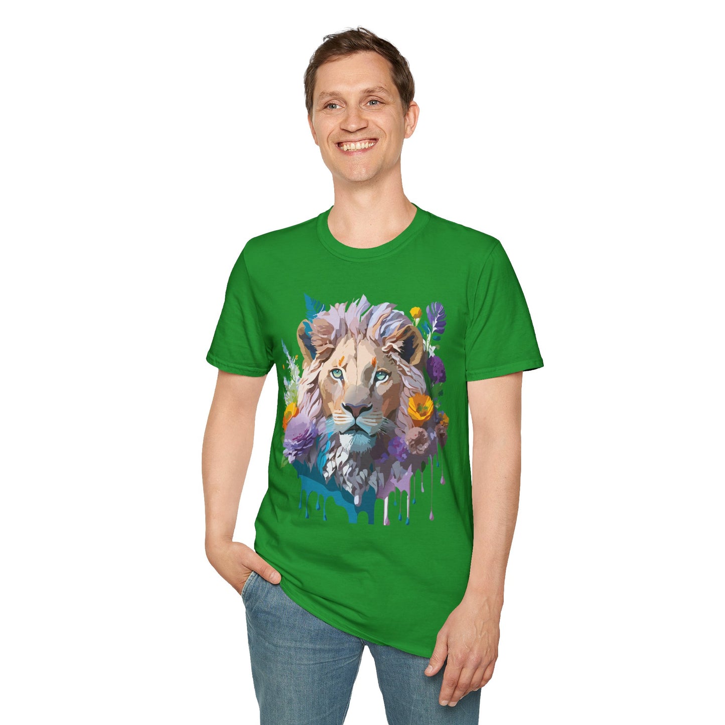 Lion Shirt, Shirt with Lion, Floral Lion Tee, Shirt with Animals