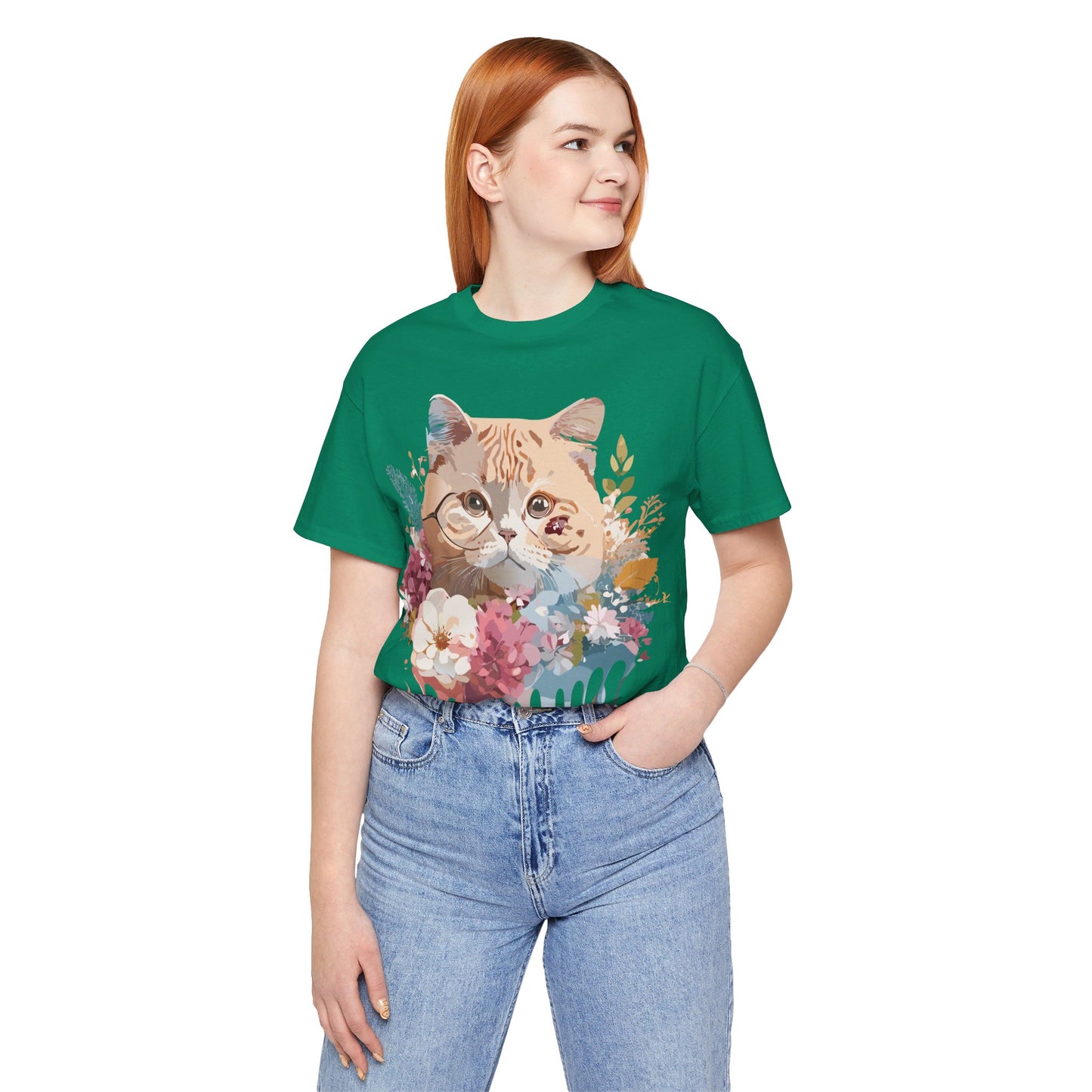 Natural Cotton Tee Shirt with Cat Printify