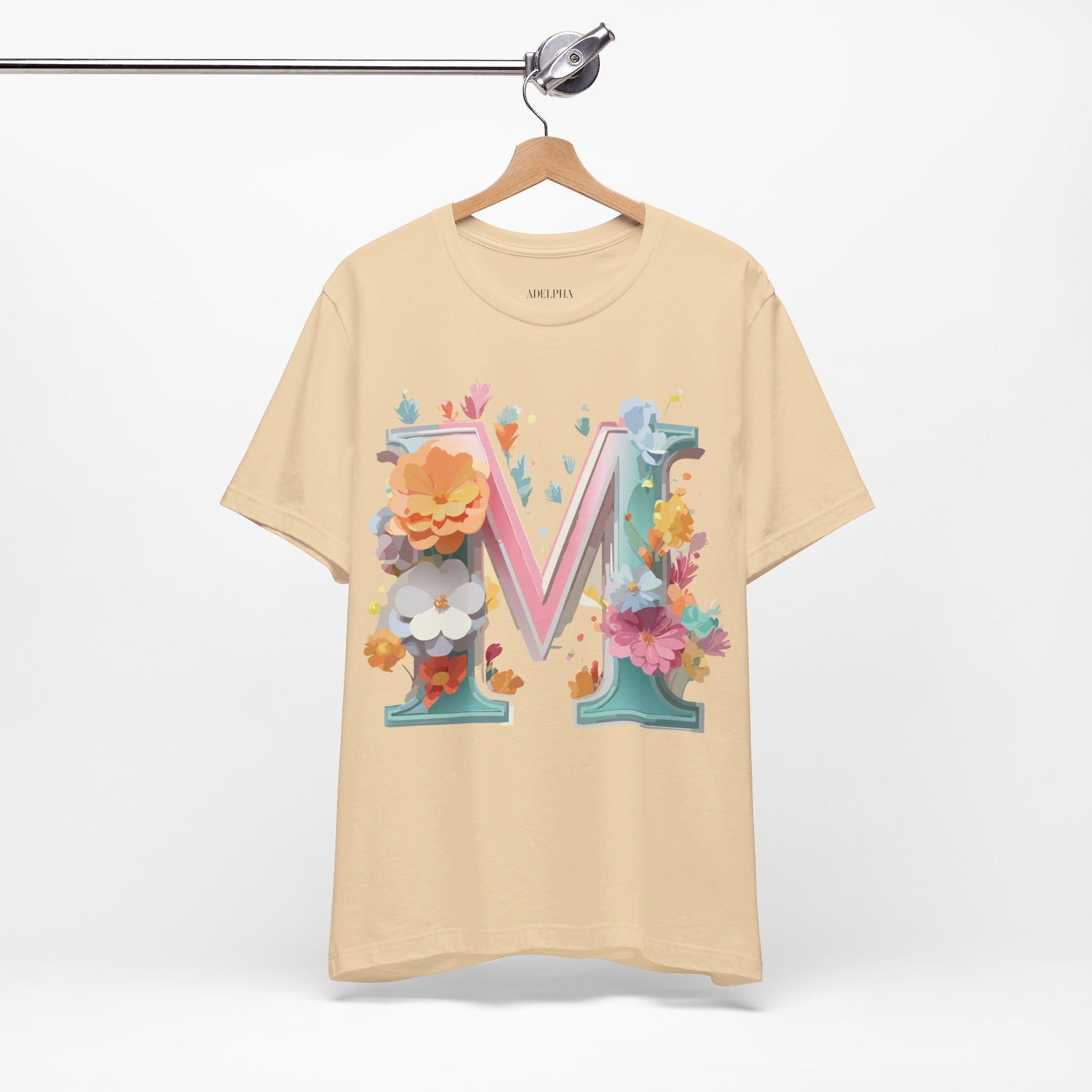 Natural Cotton Tee Shirt - Letters Collection - M Printify