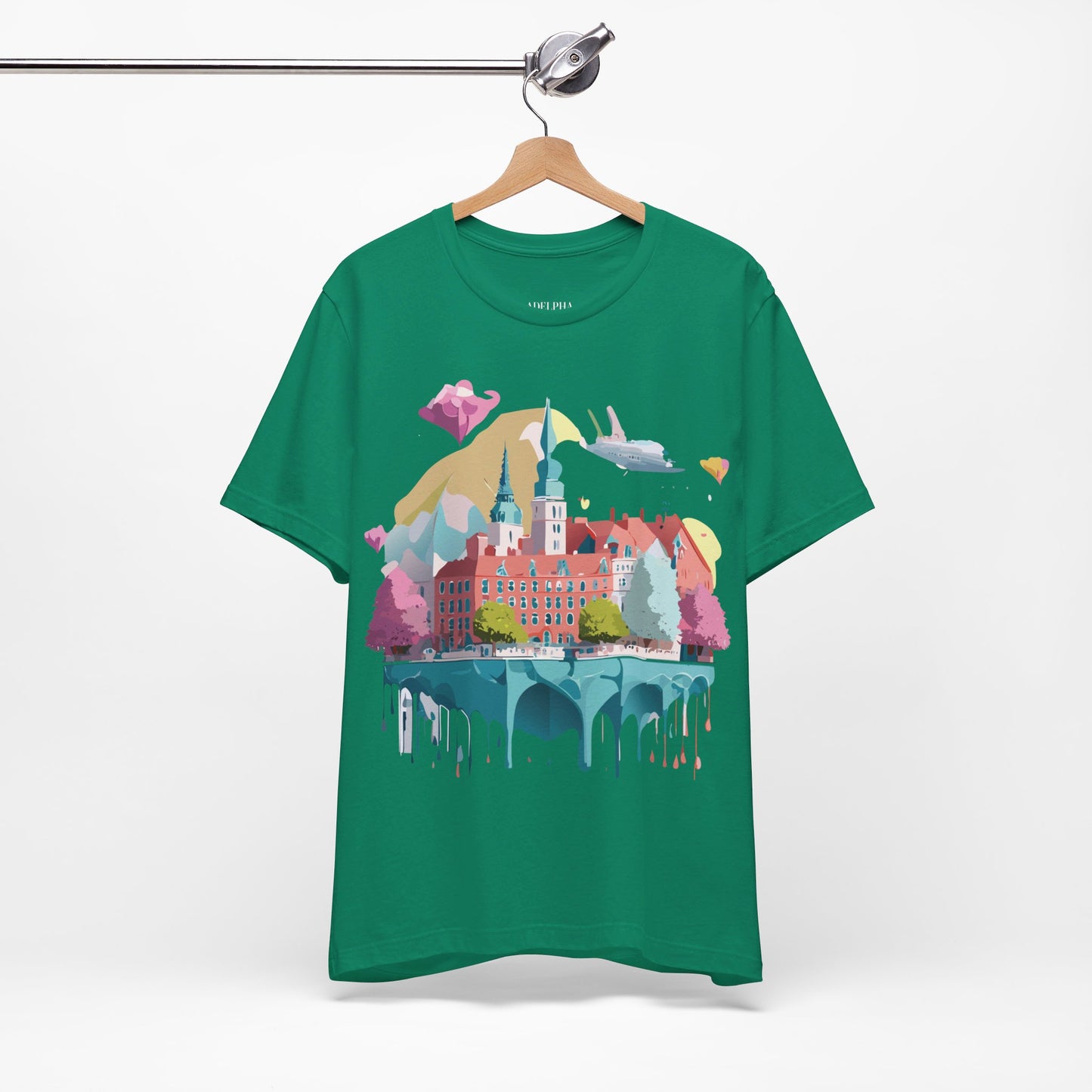 Natural Cotton Tee Shirt - Beautiful Places Collection - Warnemünde and Rostock - Germany Printify