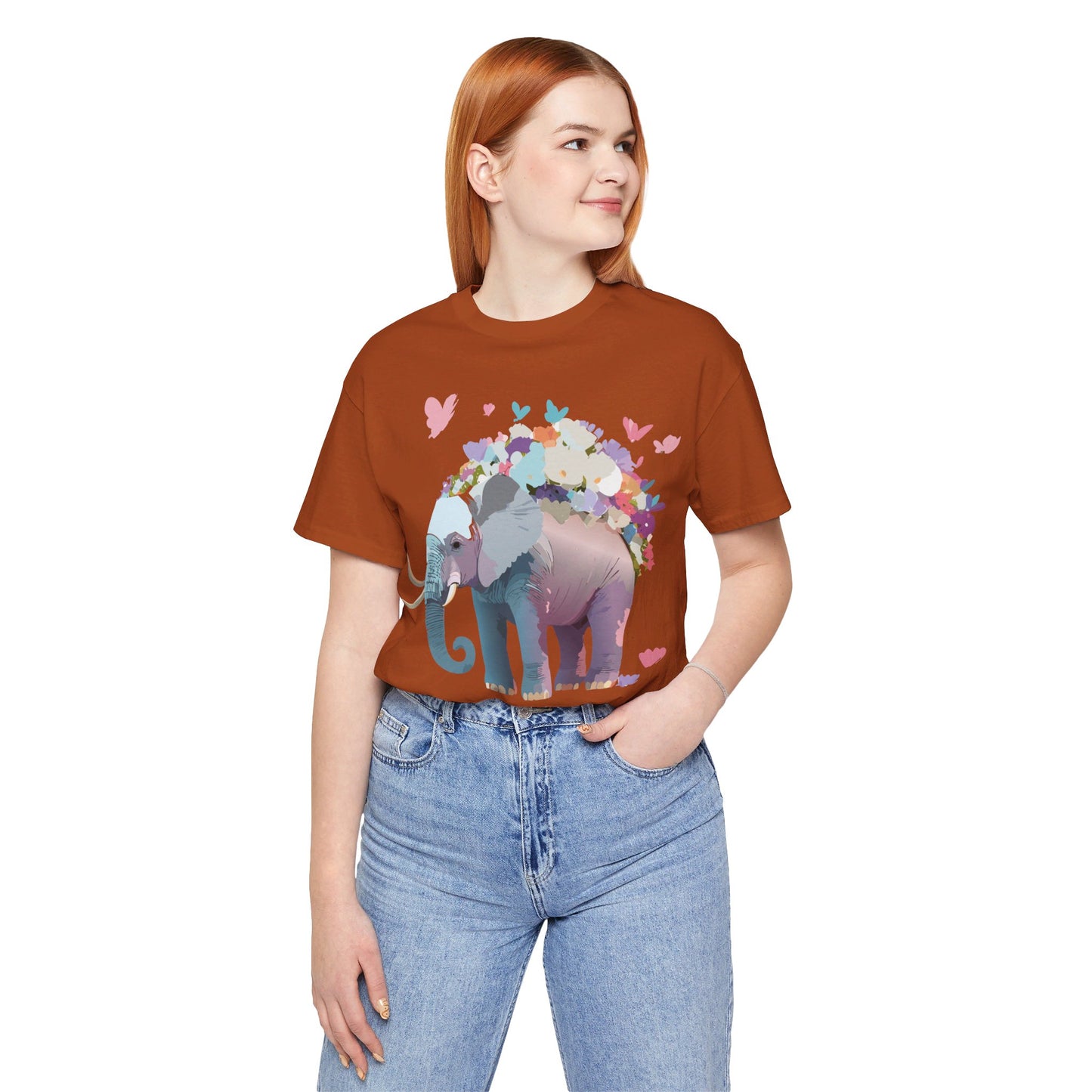 Natural Cotton Tee Shirt with Elephant Printify